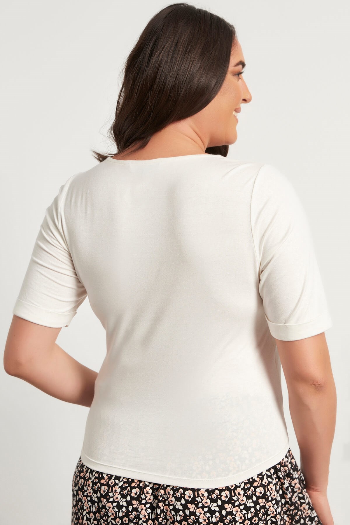 Myline-Düğüm Detay Penye Crop Bluz-Büyük Beden Ev Giyim-56313