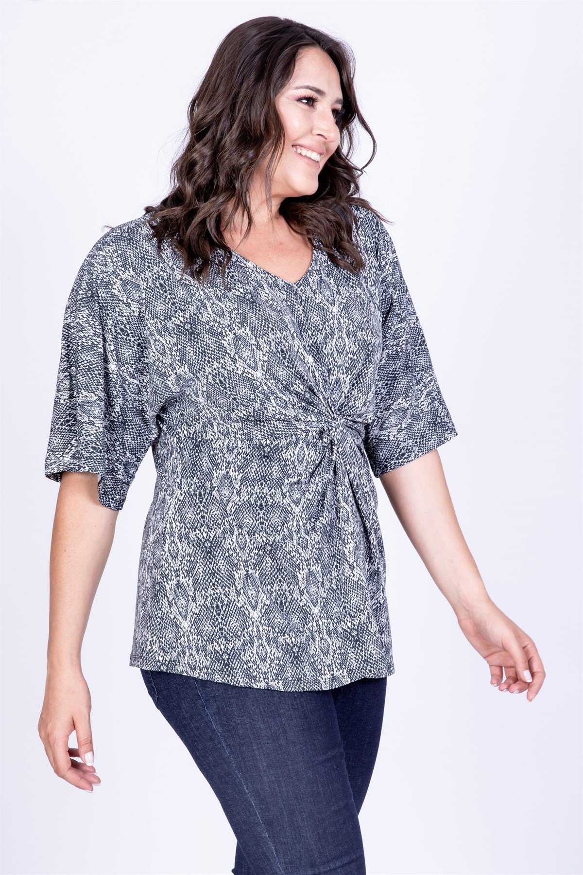 Myline-Düğüm Detaylı Bluz-Büyük Beden Bluz-34924