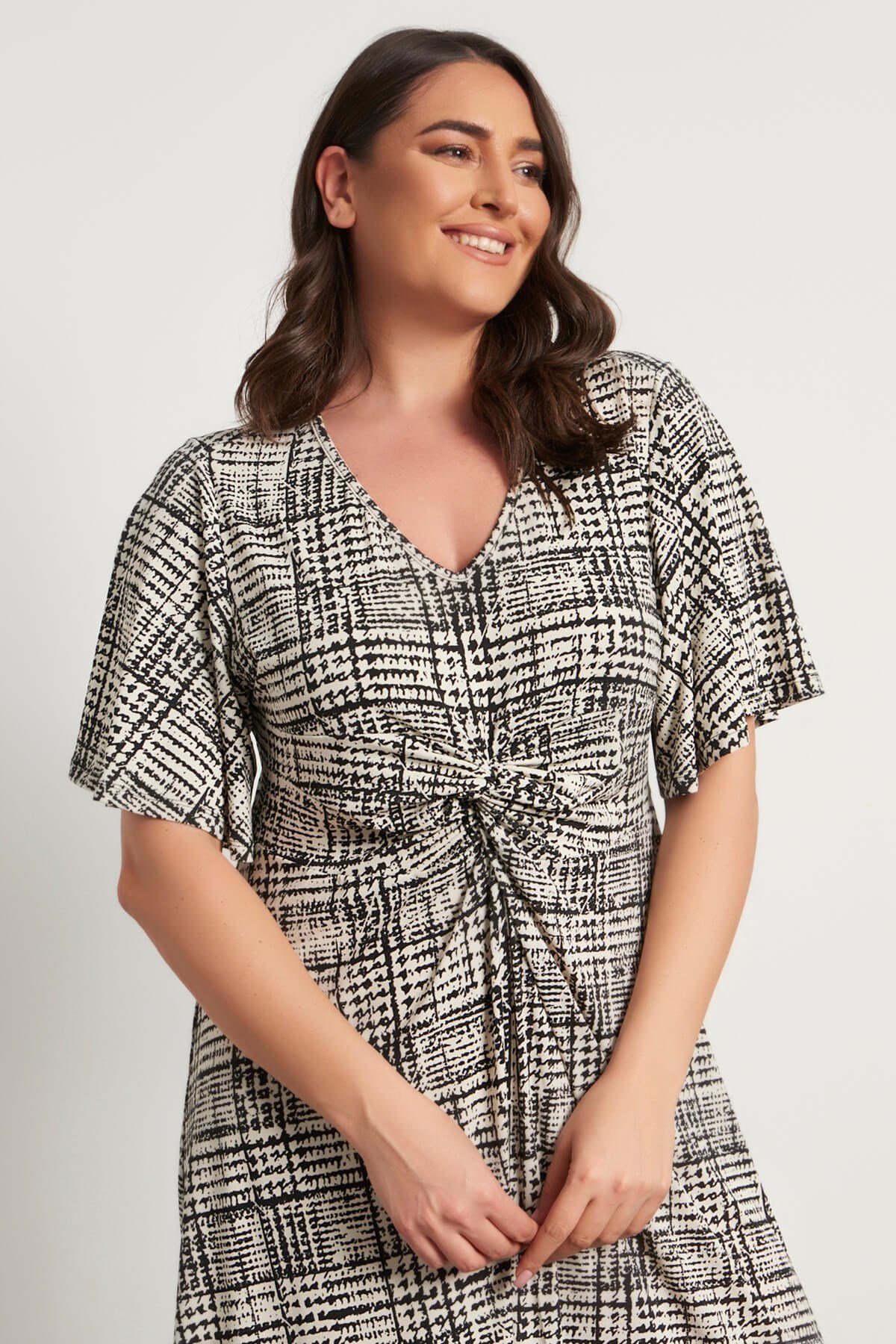 Myline-Düğüm Detaylı Elbise-Büyük Beden Günlük Elbiseler-56291