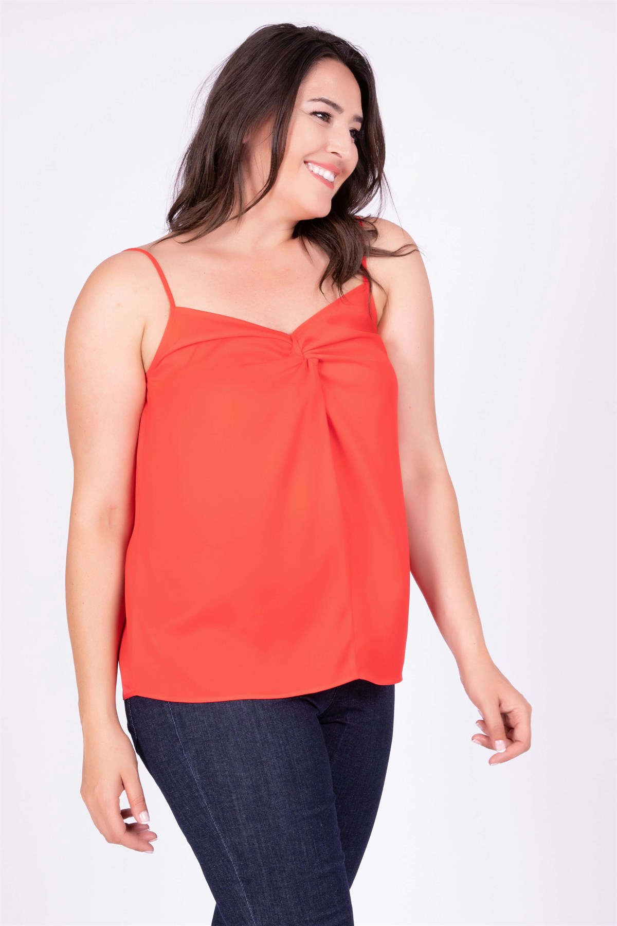 Myline-Düğüm Detaylı İp Askılı Bluz-Büyük Beden Bluz-34804