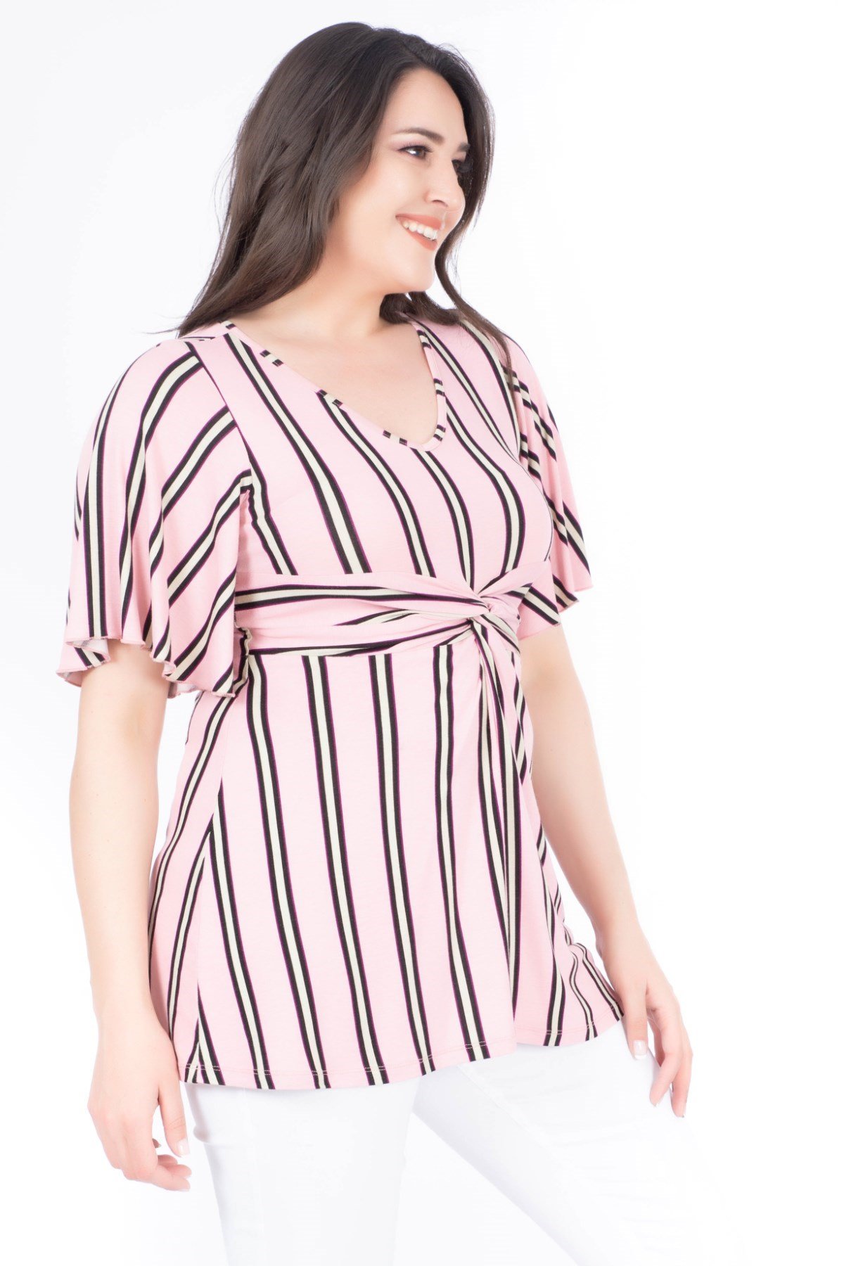 MYLINE-Düğüm Detaylı Pelerin Kol Bluz-Bluz-34536