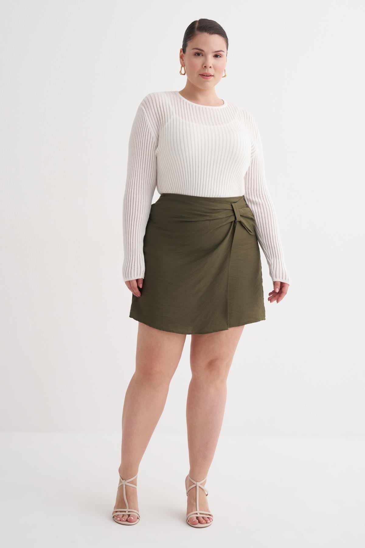 Myline-Düğüm Detaylı Şort Etek-Büyük Beden Etek-149889