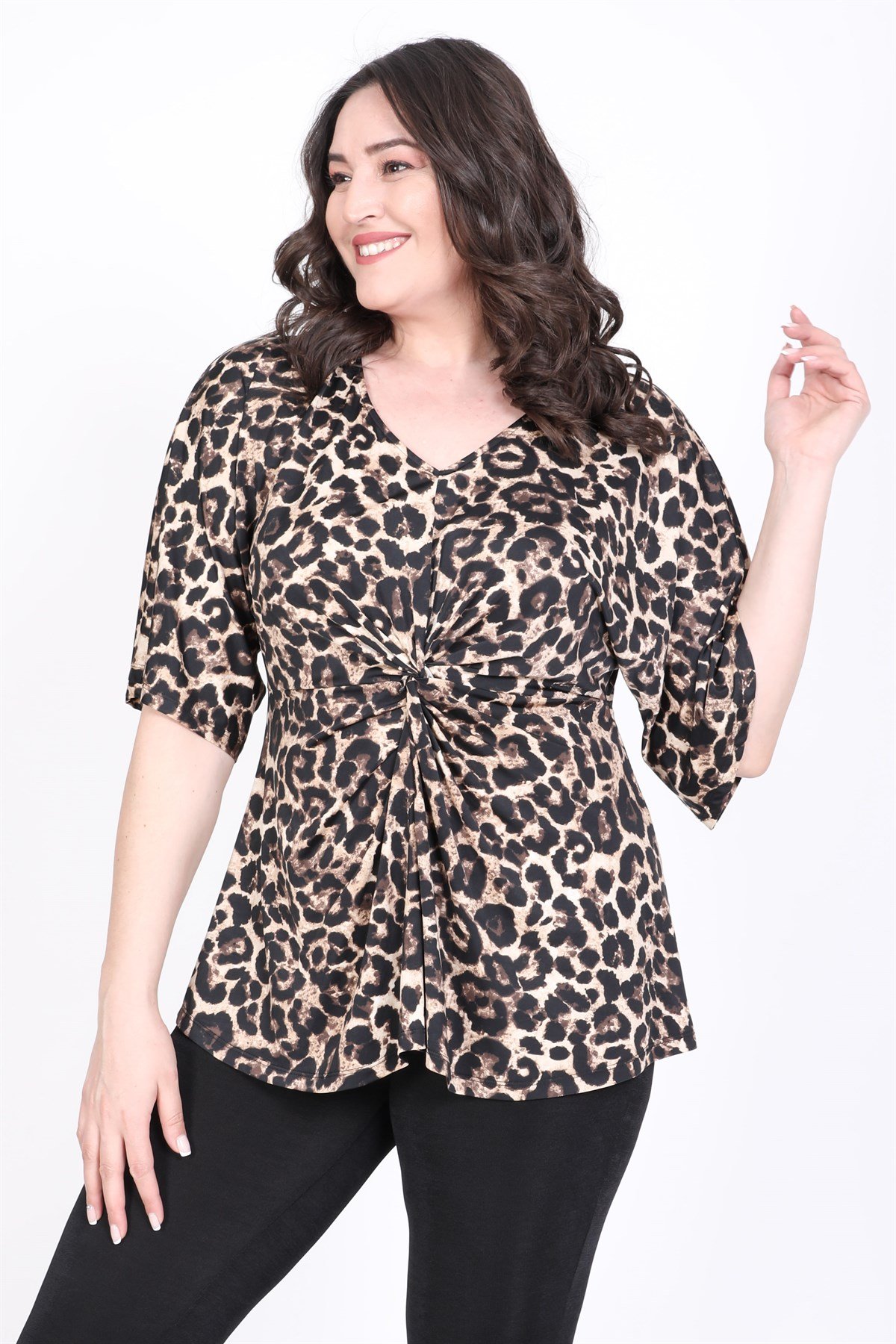 Myline-Düğümlü Bluz-Büyük Beden Bluz-35290