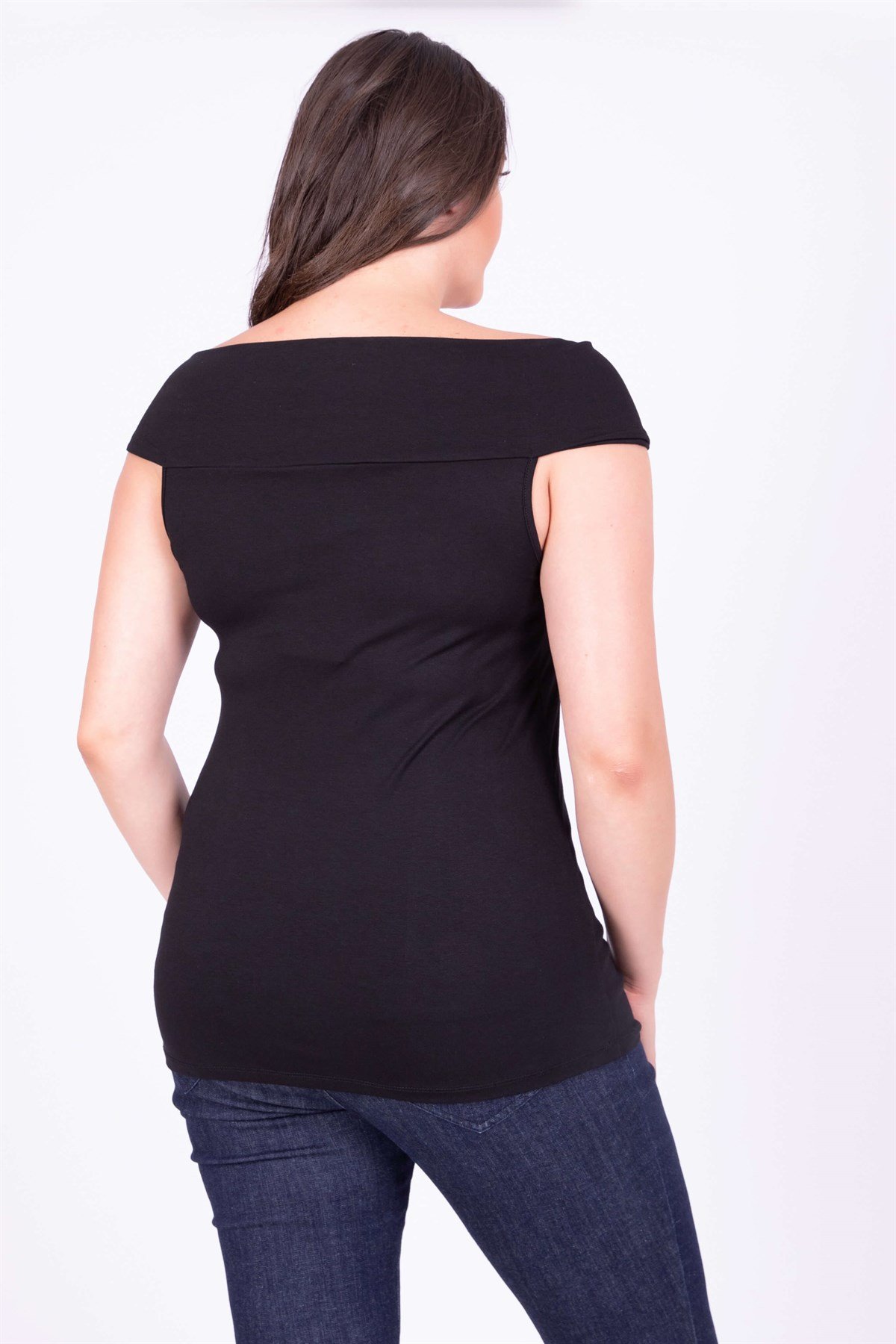 Myline-Düğümlü Karmen Yaka Bluz-Büyük Beden Bluz-34661