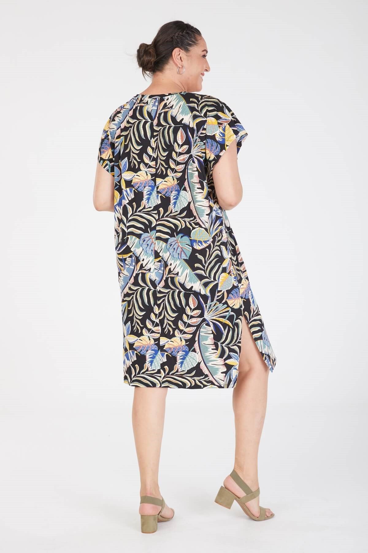 Myline-Düşük Kol Elbise-Büyük Beden Günlük Elbiseler-67028