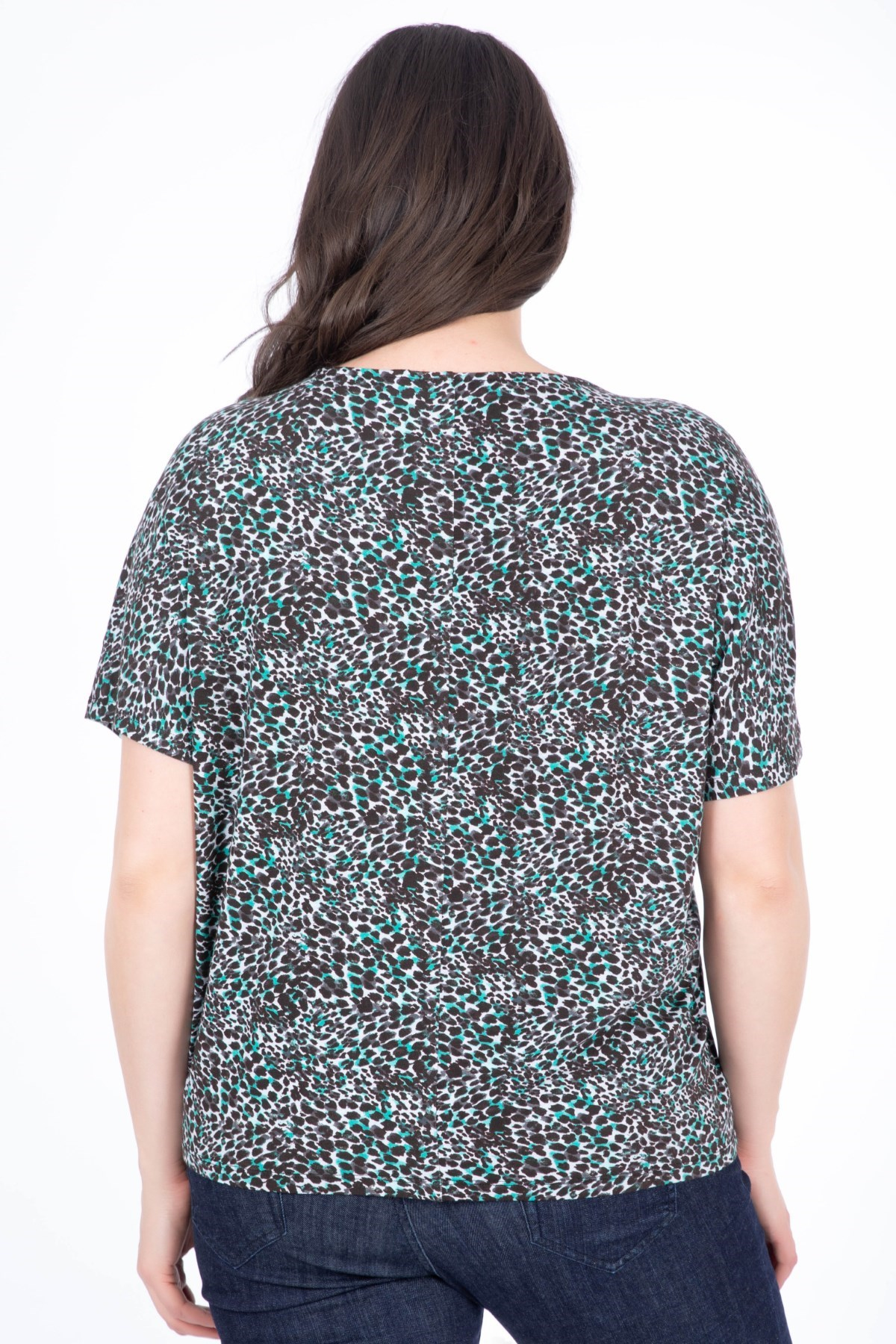 MYLINE-Düşük Kol Rahat T-shirt-Bluz-34479