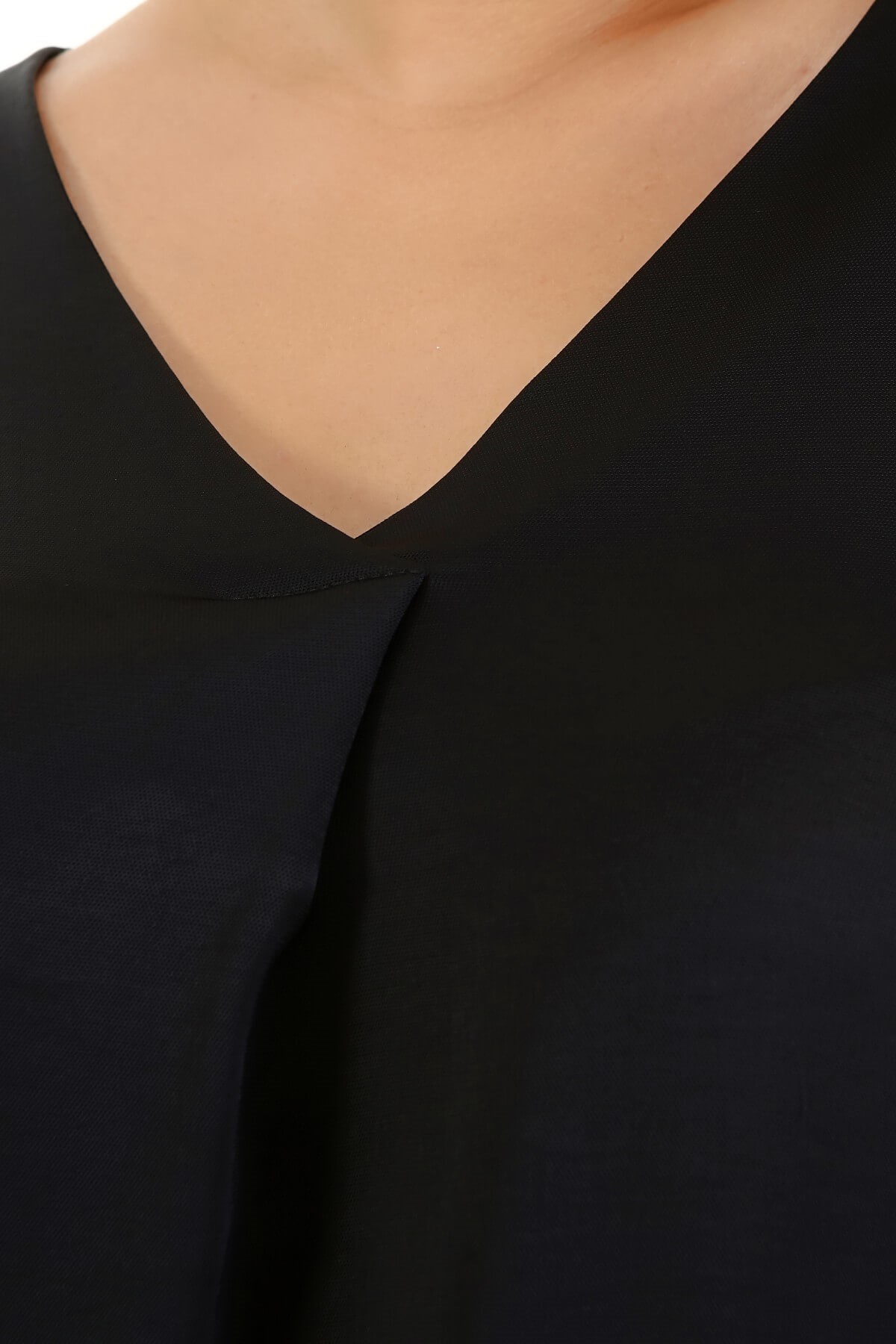 Myline-Düşük Kol Saten Elbise-Büyük Beden Günlük Elbiseler-77072