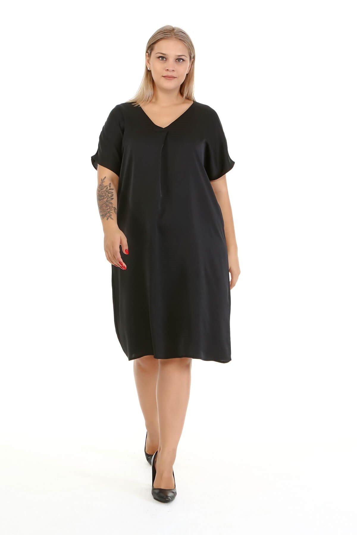 Düşük Kol Saten Elbise