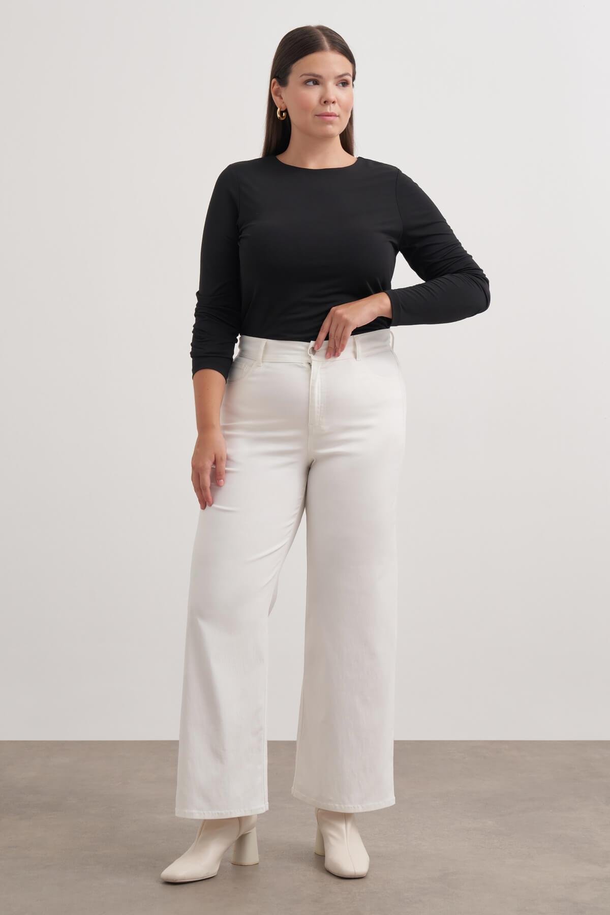 Myline-Düz Kesim Dokuma Pantolon-Büyük Beden Pantolon-139219