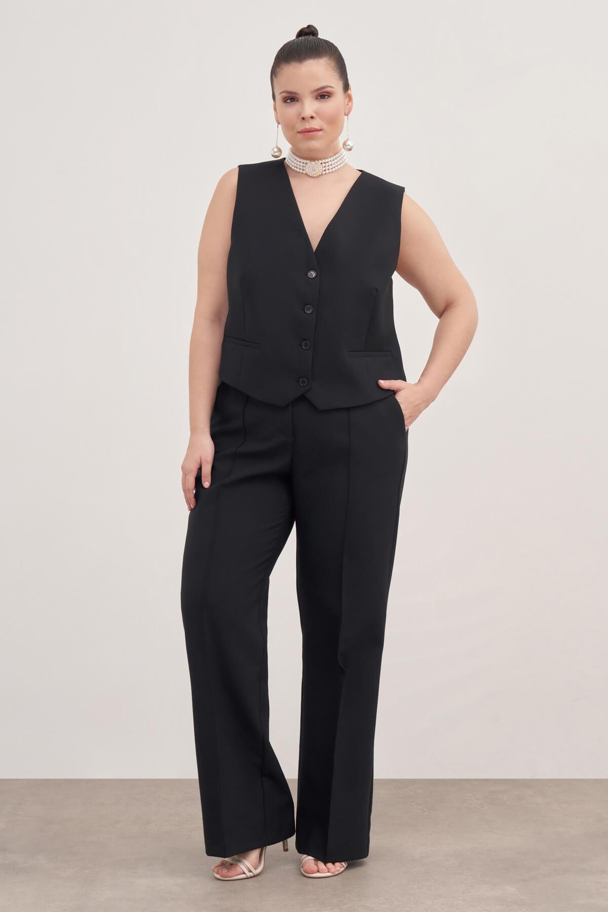 Myline-Düz Kesim Klasik Pantolon-Büyük Beden Pantolon-128778