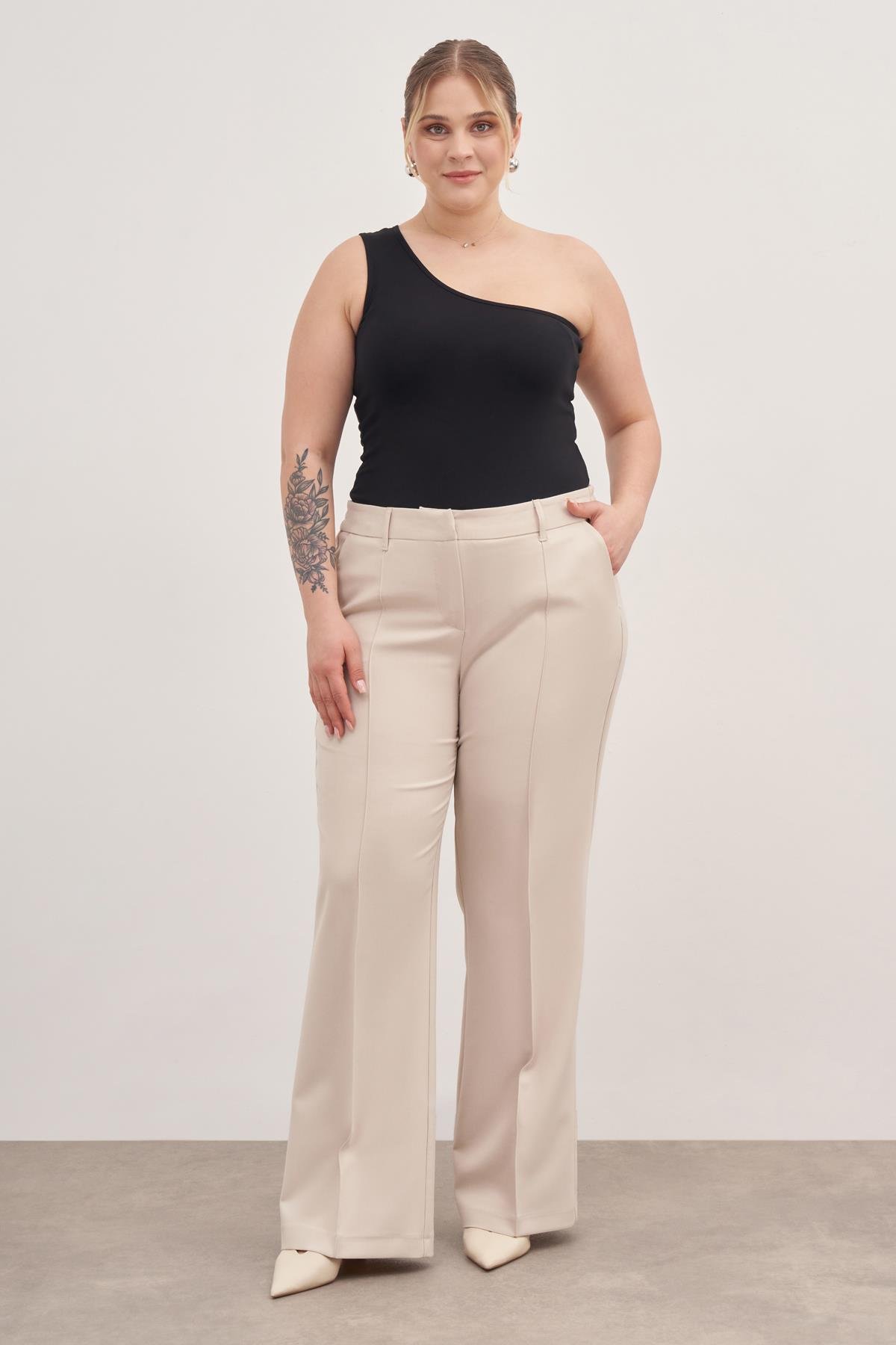 Myline-Düz Kesim Klasik Pantolon-Büyük Beden Pantolon-129017