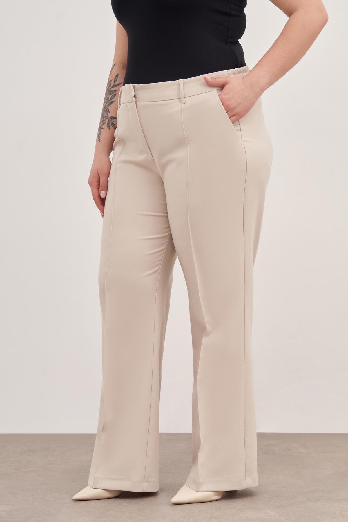 Myline-Düz Kesim Klasik Pantolon-Büyük Beden Pantolon-129017