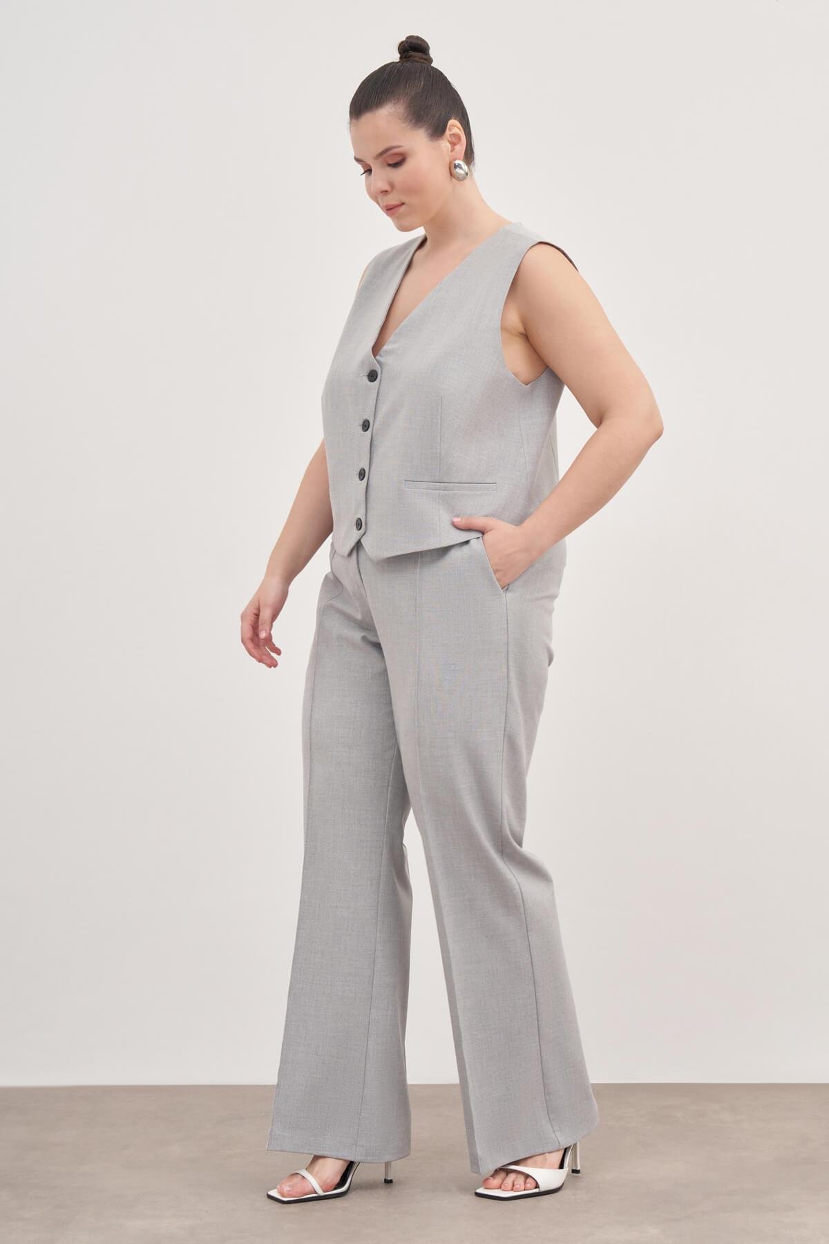 Myline-Düz Kesim Klasik Pantolon-Büyük Beden Pantolon-129018