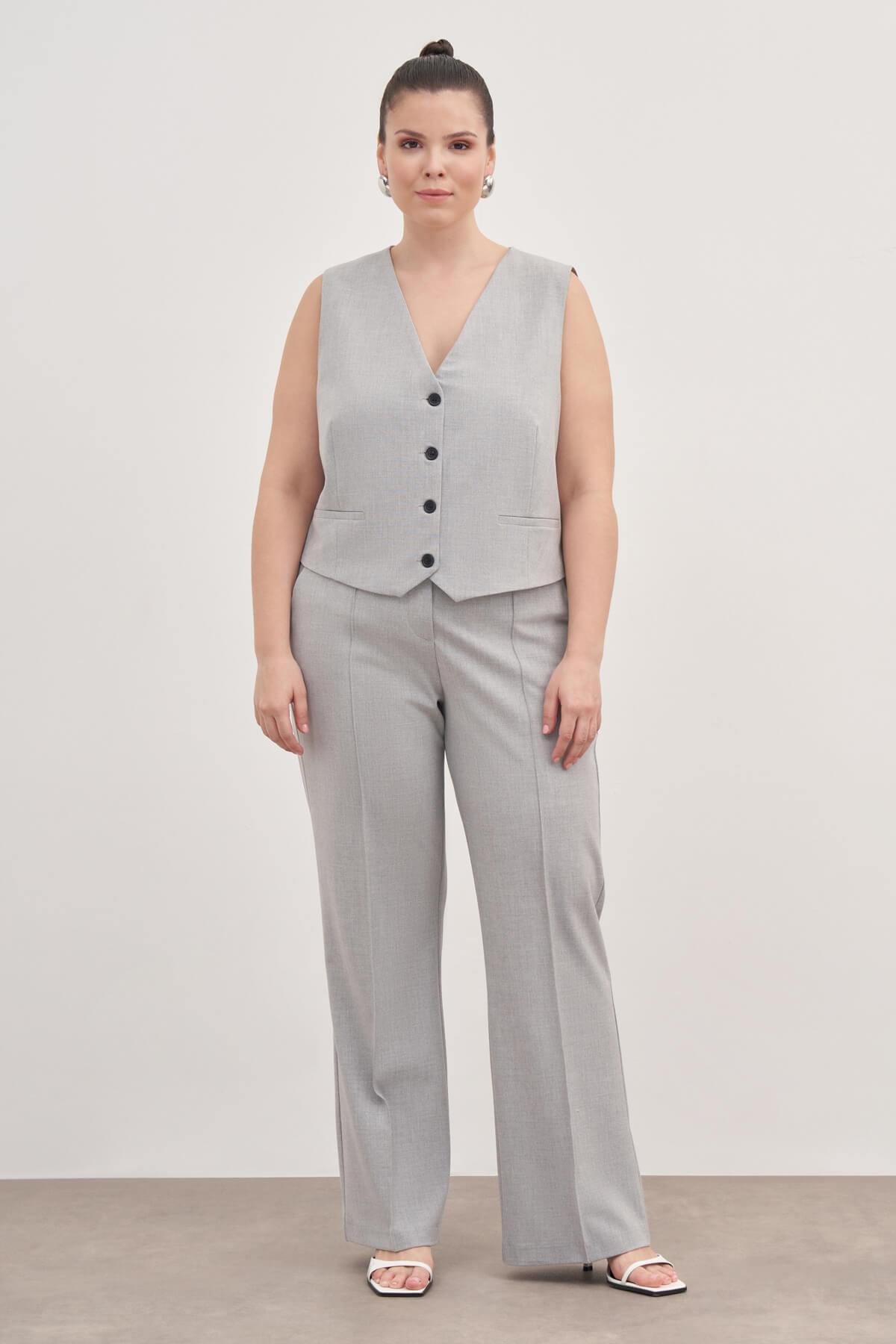 Myline-Düz Kesim Klasik Pantolon-Büyük Beden Pantolon-129018