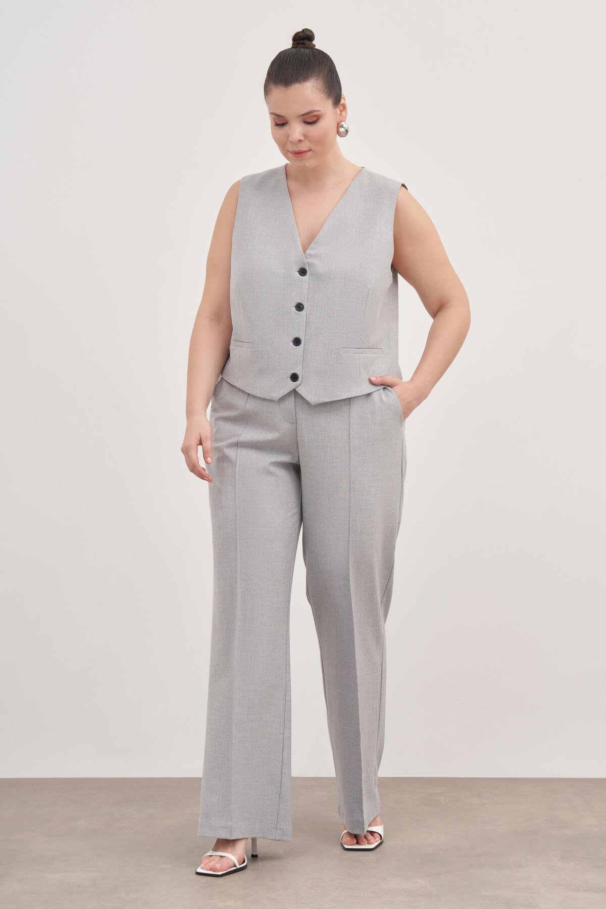 Myline-Düz Kesim Klasik Pantolon-Büyük Beden Pantolon-129018