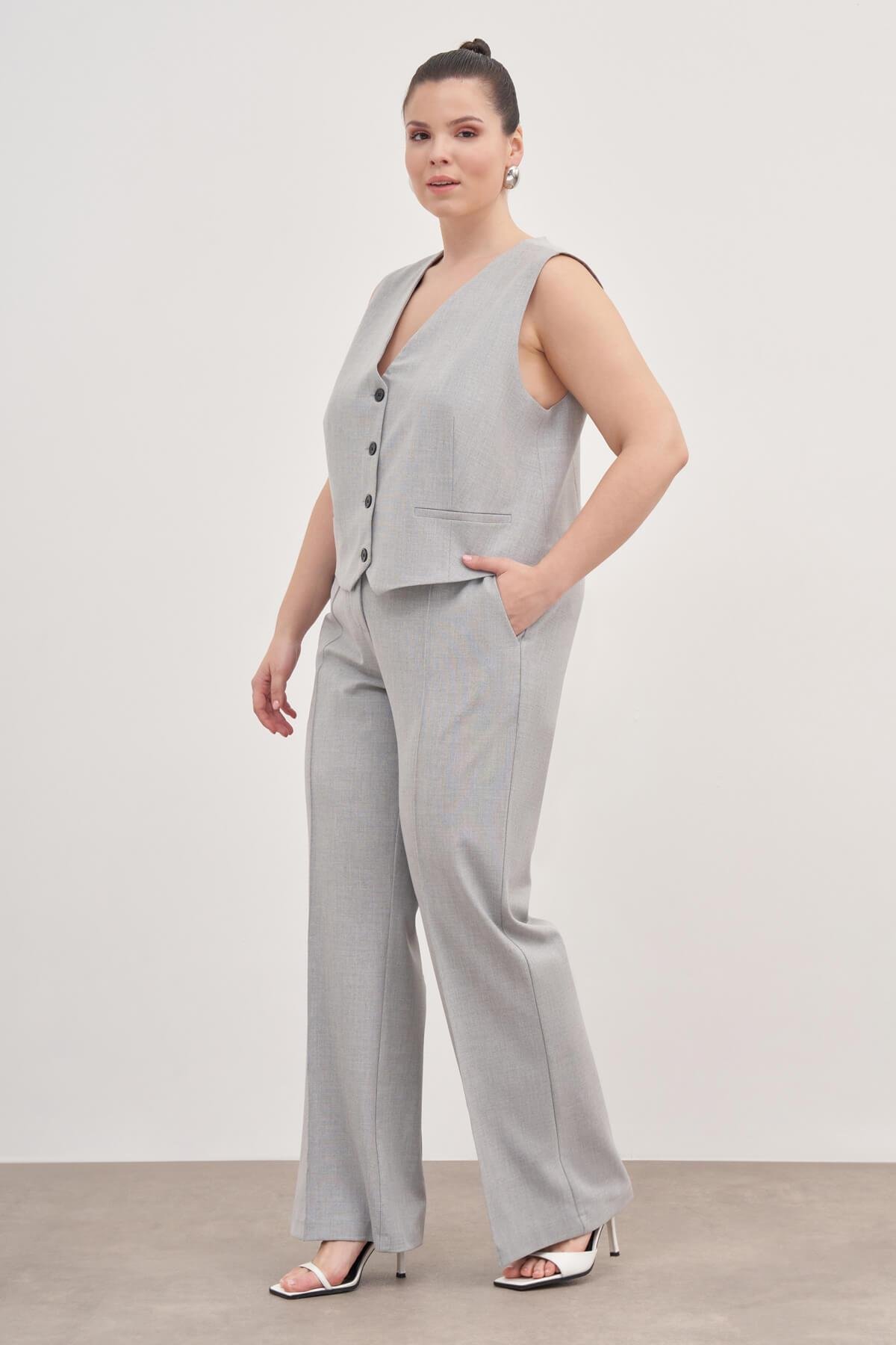 Myline-Düz Kesim Klasik Pantolon-Büyük Beden Pantolon-129018