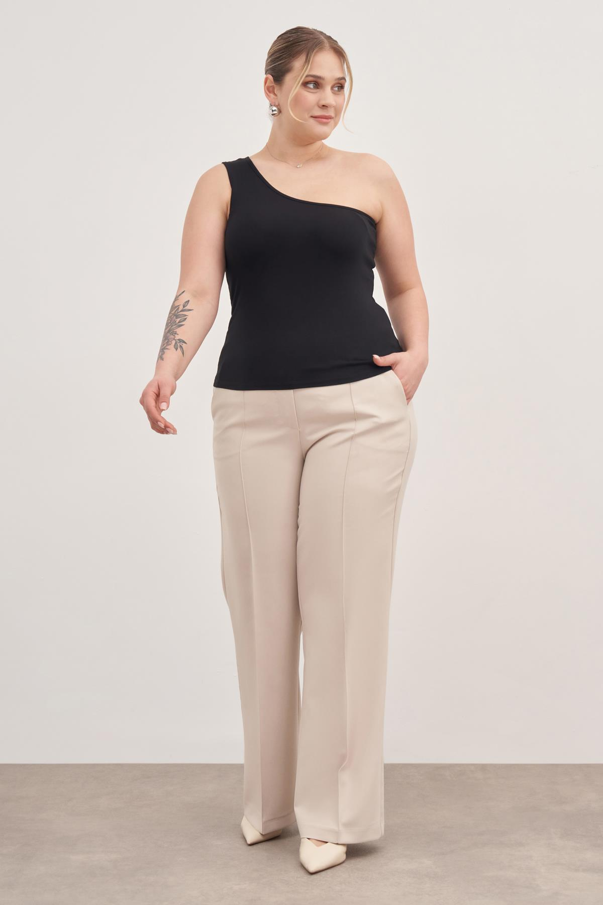 Myline-Düz Kesim Klasik Pantolon-Büyük Beden Pantolon-129017