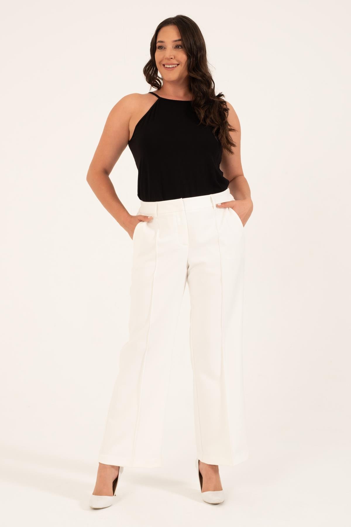 Myline-Düz Kesim Klasik Pantolon-Büyük Beden Pantolon-149631