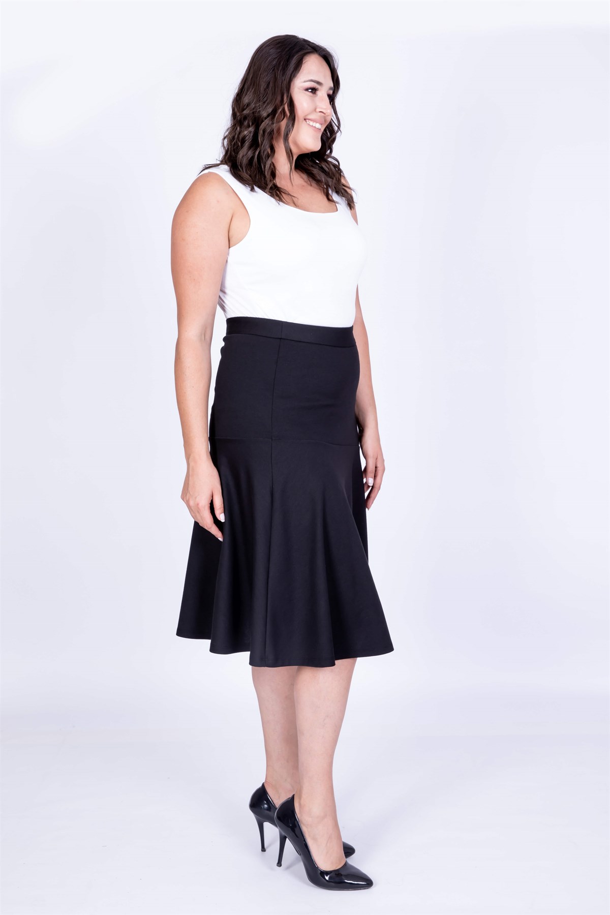 Myline-Eteği Volanlı Etek-Büyük Beden Etek-35018