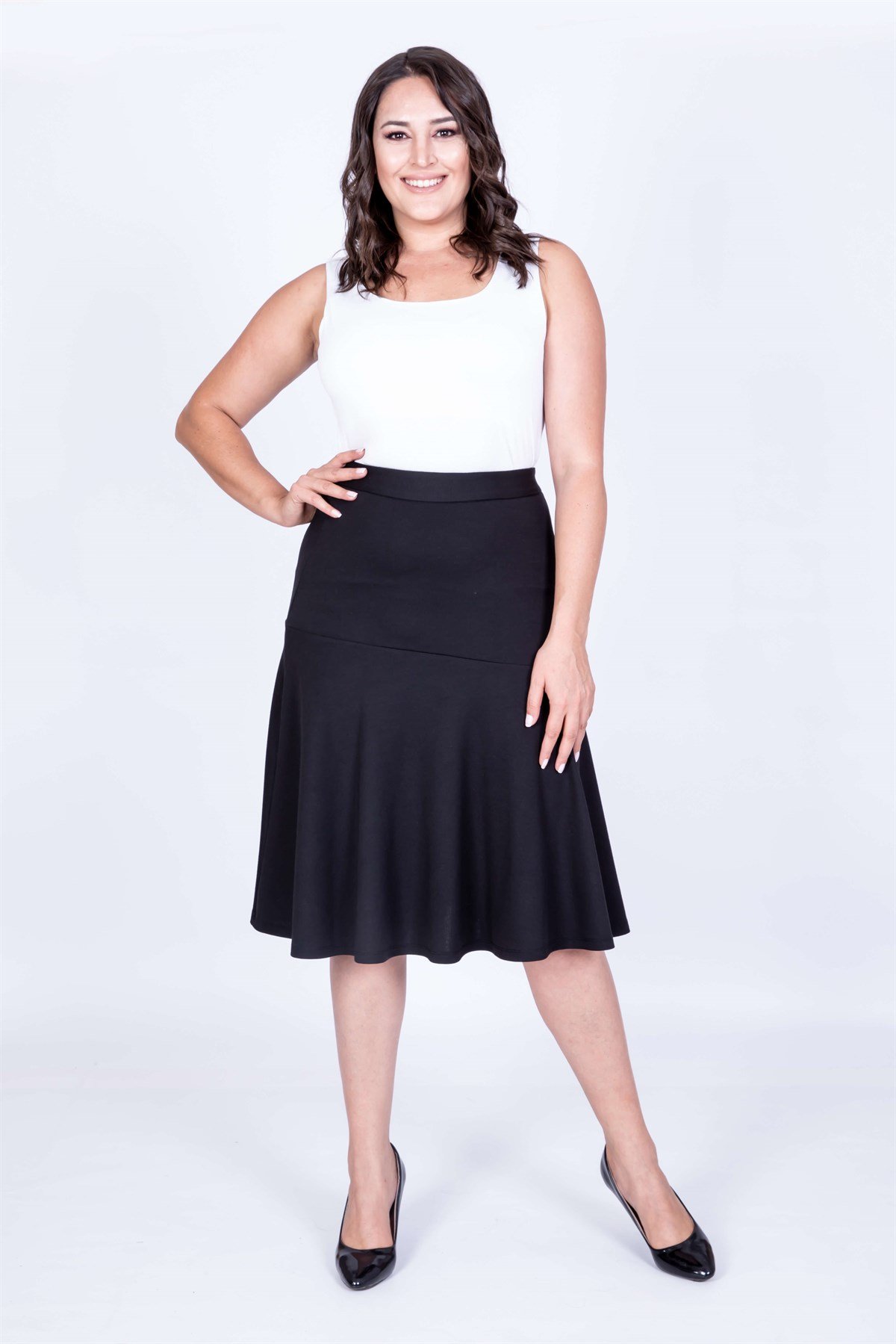 Myline-Eteği Volanlı Etek-Büyük Beden Etek-35018