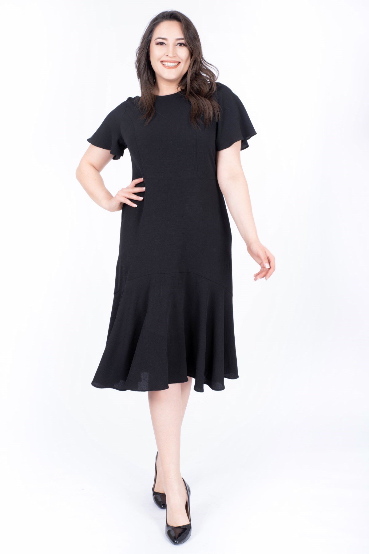 MYLINE-Eteği Volanlı Uzun Elbise-Elbise-34567