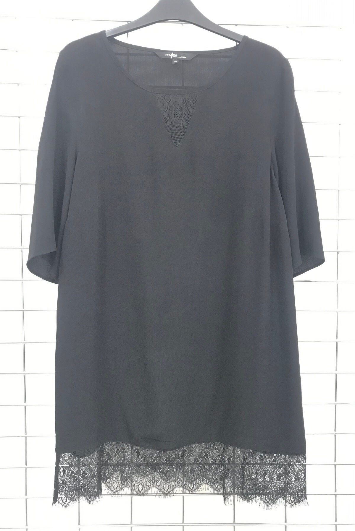 Myline-Etek Ucu Dantelli Tunik-Büyük Beden Outlet-45986
