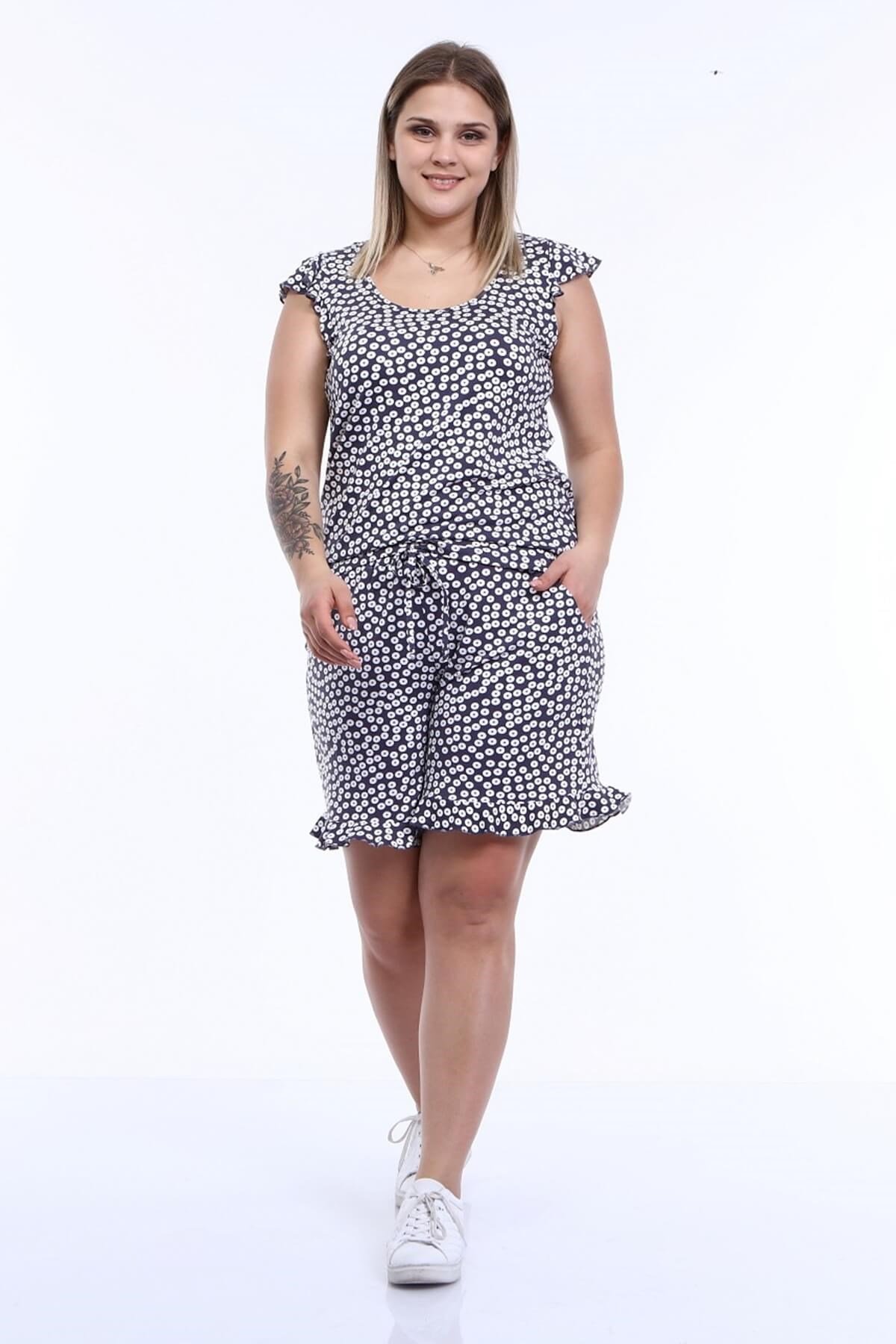 Myline-Ev Rahatlığı Penye Pijama Takımı -Büyük Beden Ev Giyim-66426