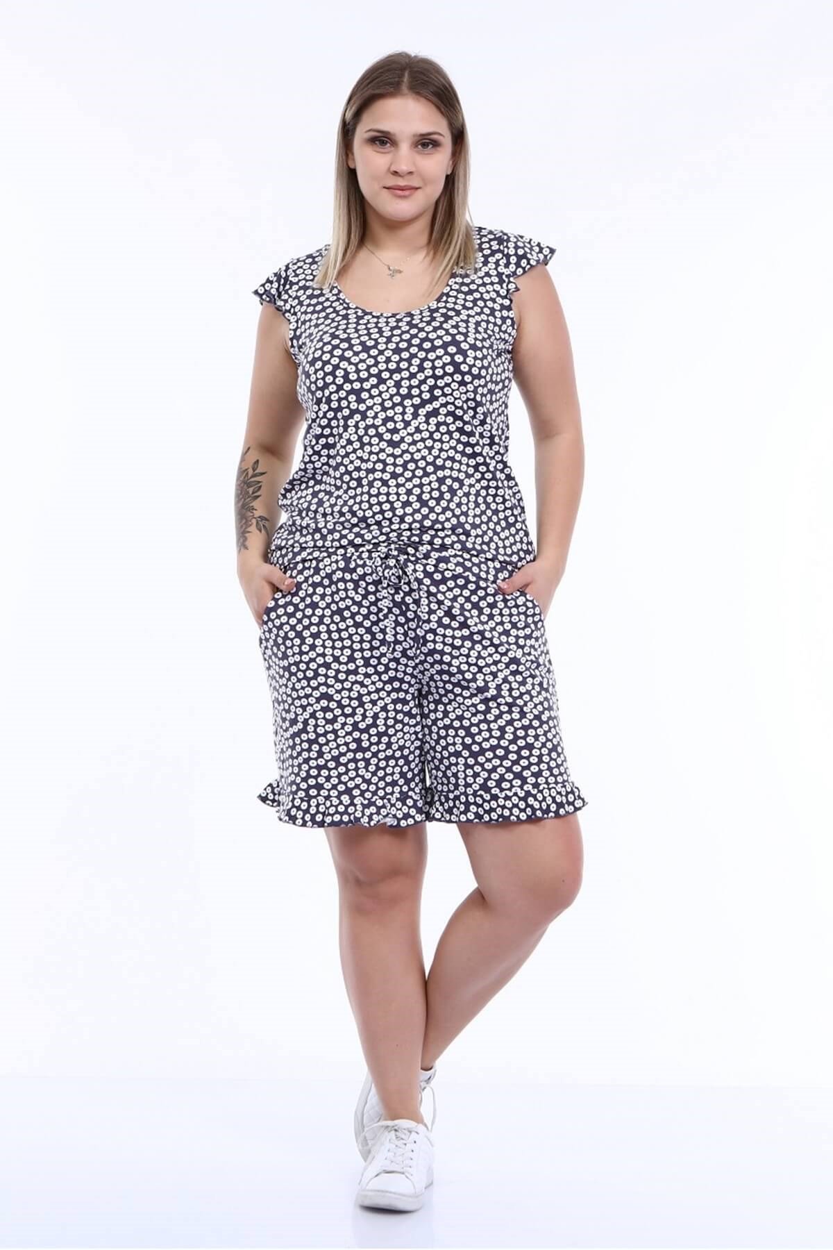 Myline-Ev Rahatlığı Penye Pijama Takımı -Büyük Beden Ev Giyim-66426