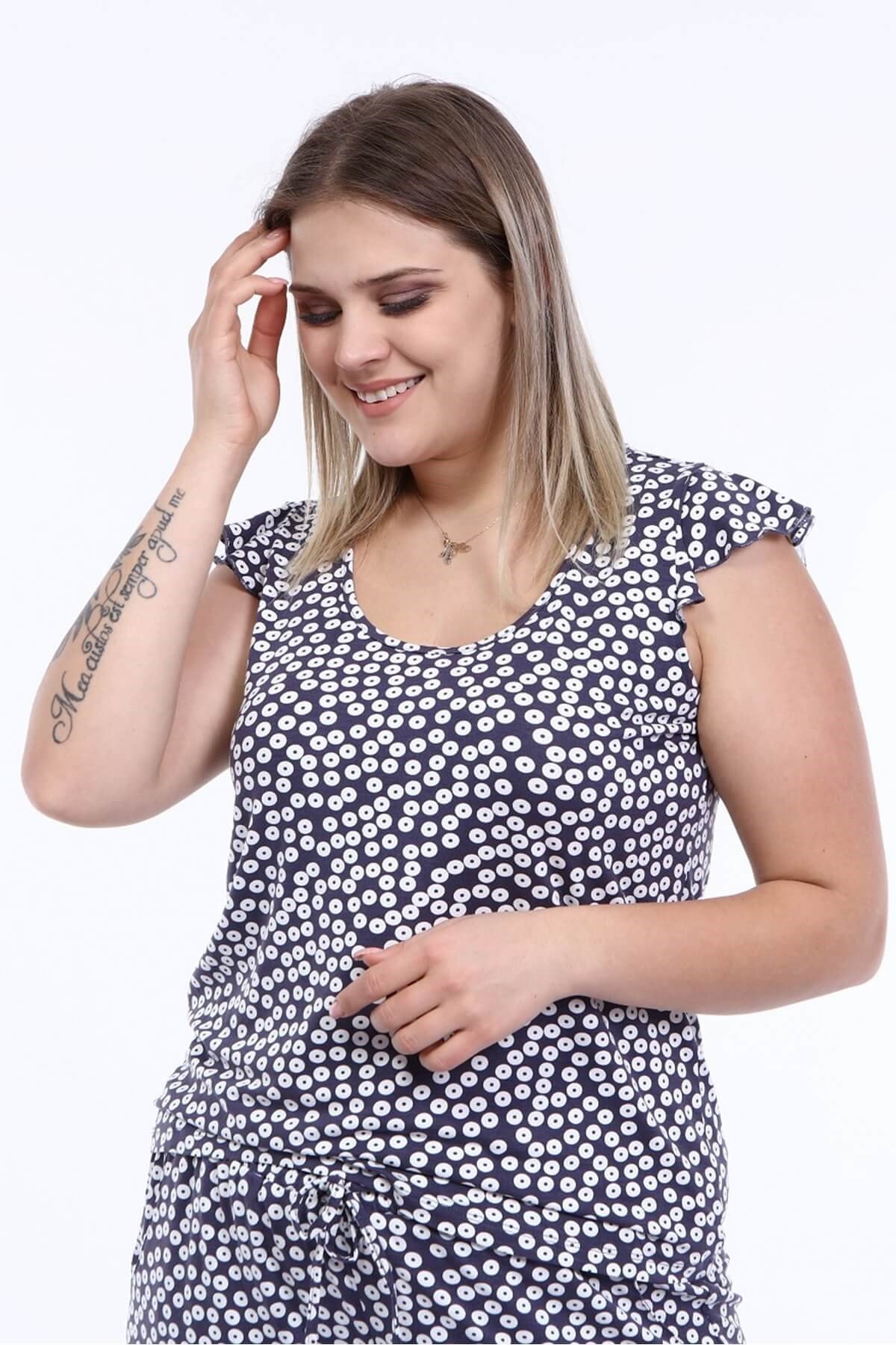 Myline-Ev Rahatlığı Penye Pijama Takımı -Büyük Beden Ev Giyim-66426