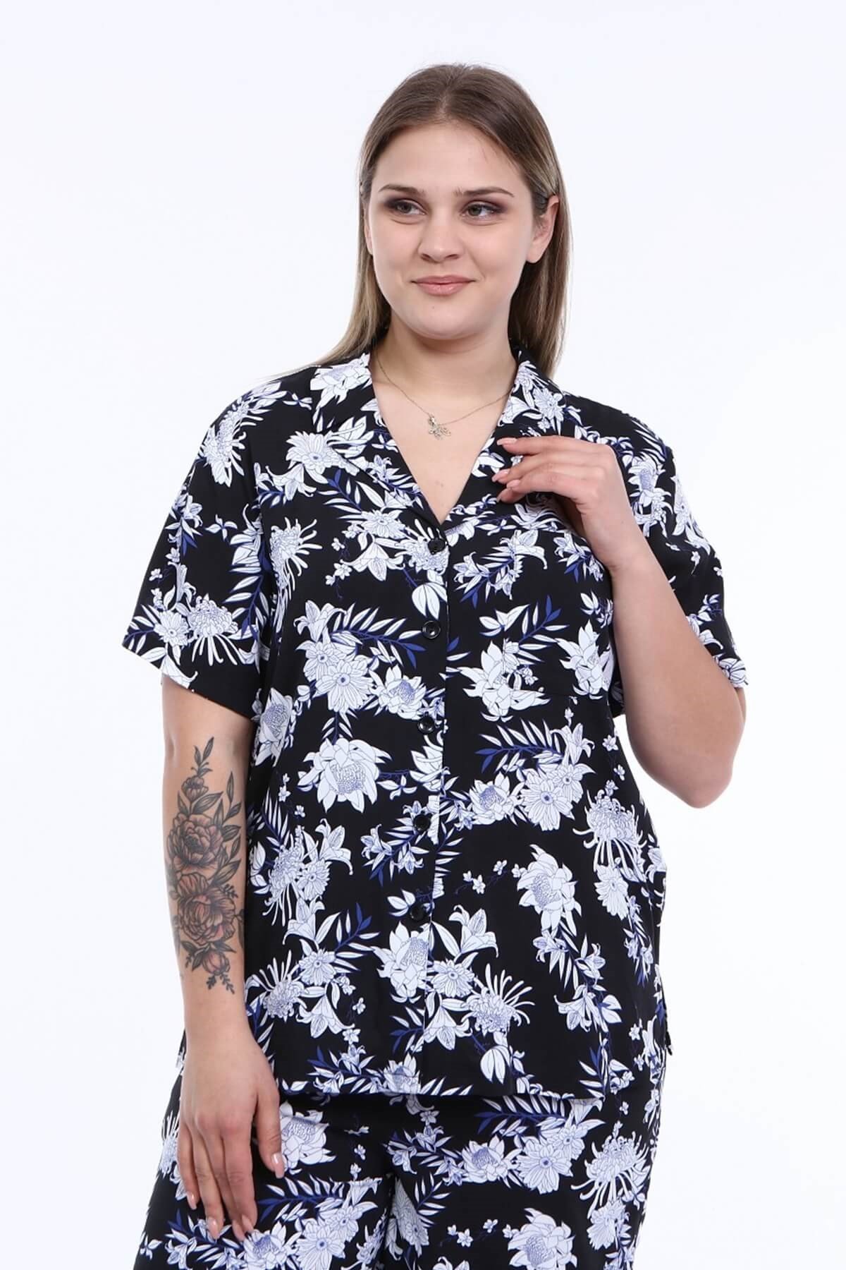 Myline-Ev Rahatlığı Pijama Takımı-Büyük Beden Ev Giyim-66633