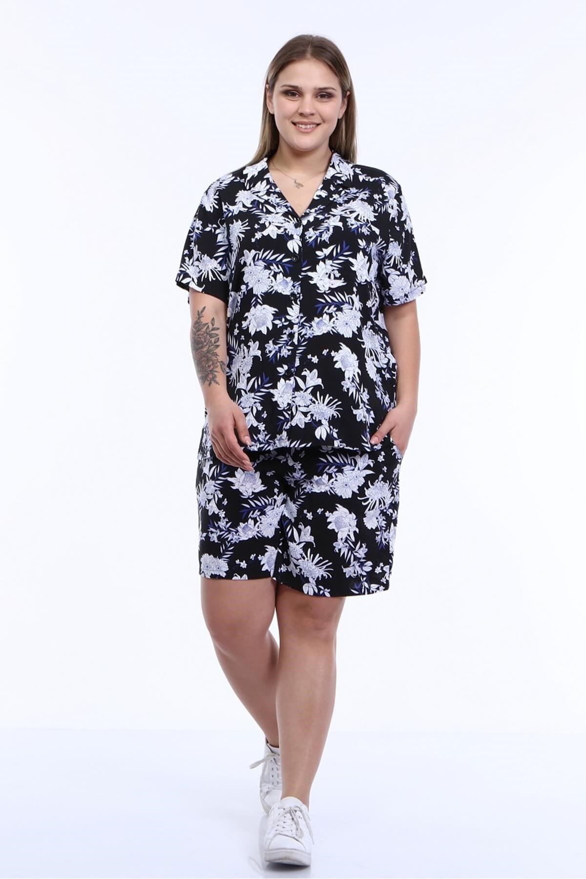 Myline-Ev Rahatlığı Pijama Takımı-Büyük Beden Ev Giyim-66633