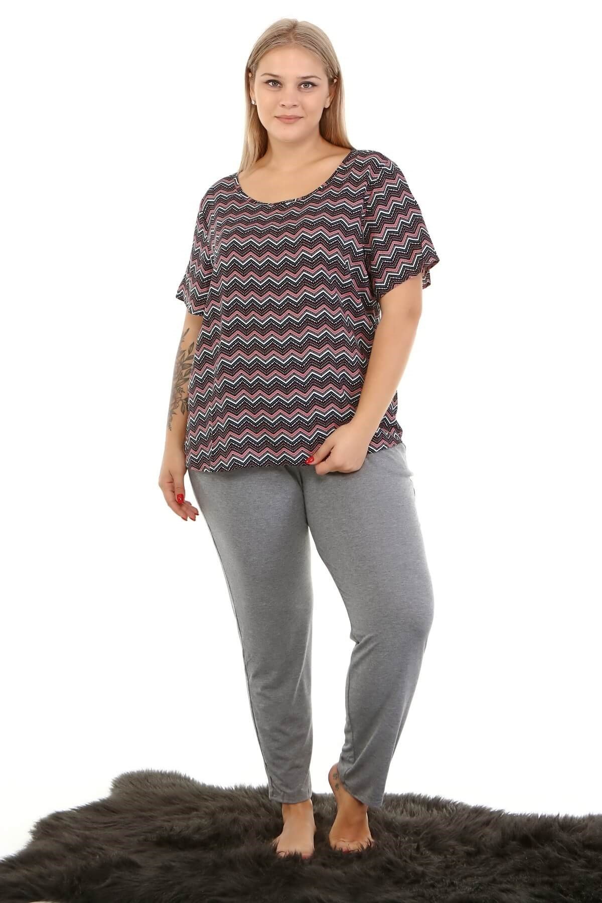 Myline-Ev Rahatlığı Pijama Takımı-Büyük Beden Ev Giyim-66920