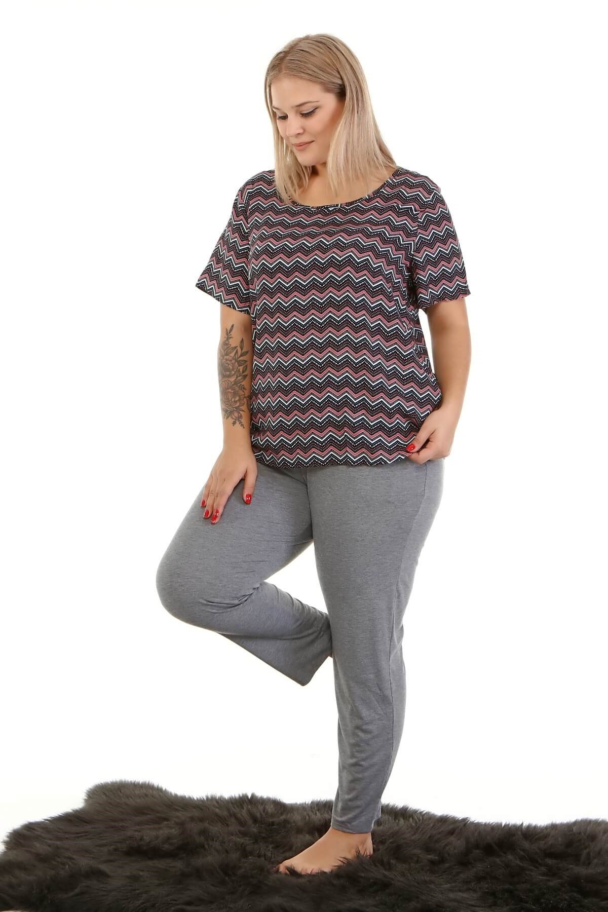 Myline-Ev Rahatlığı Pijama Takımı-Büyük Beden Ev Giyim-66920