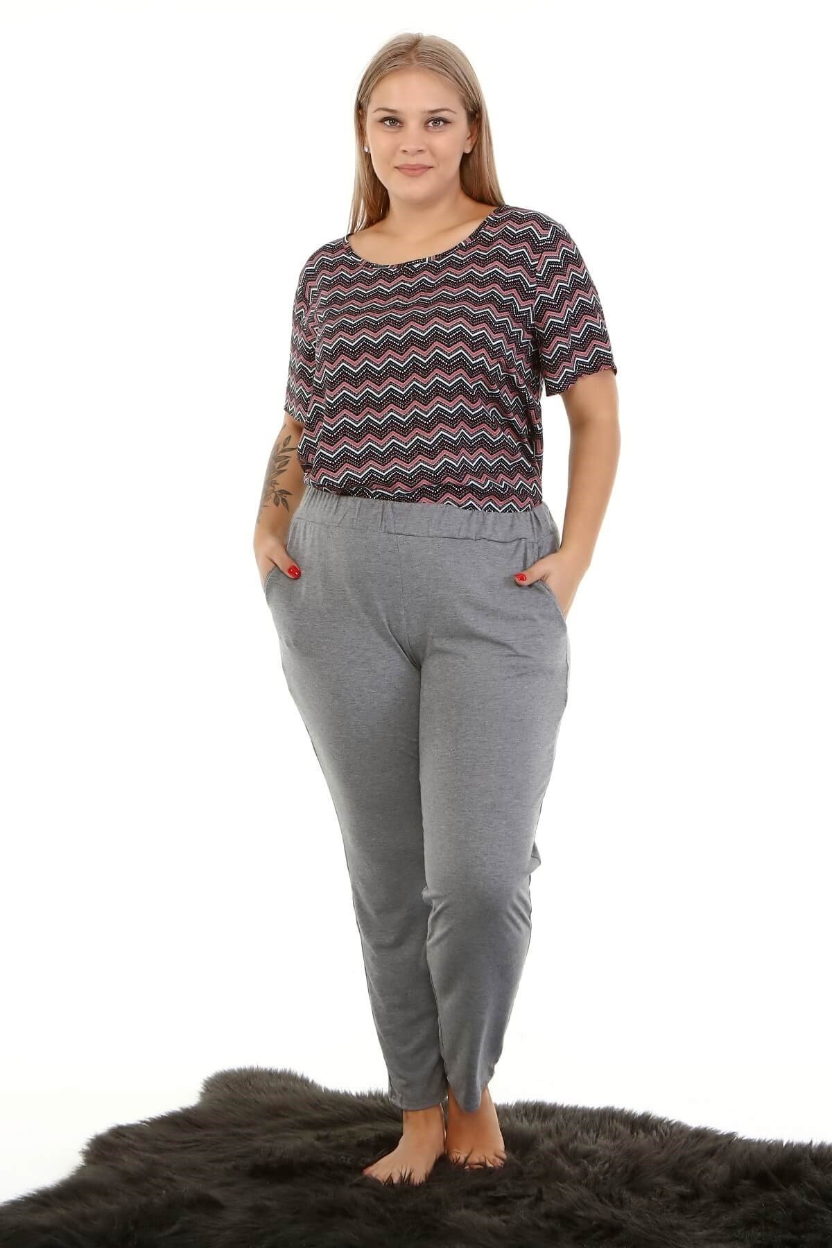 Myline-Ev Rahatlığı Pijama Takımı-Büyük Beden Ev Giyim-66920