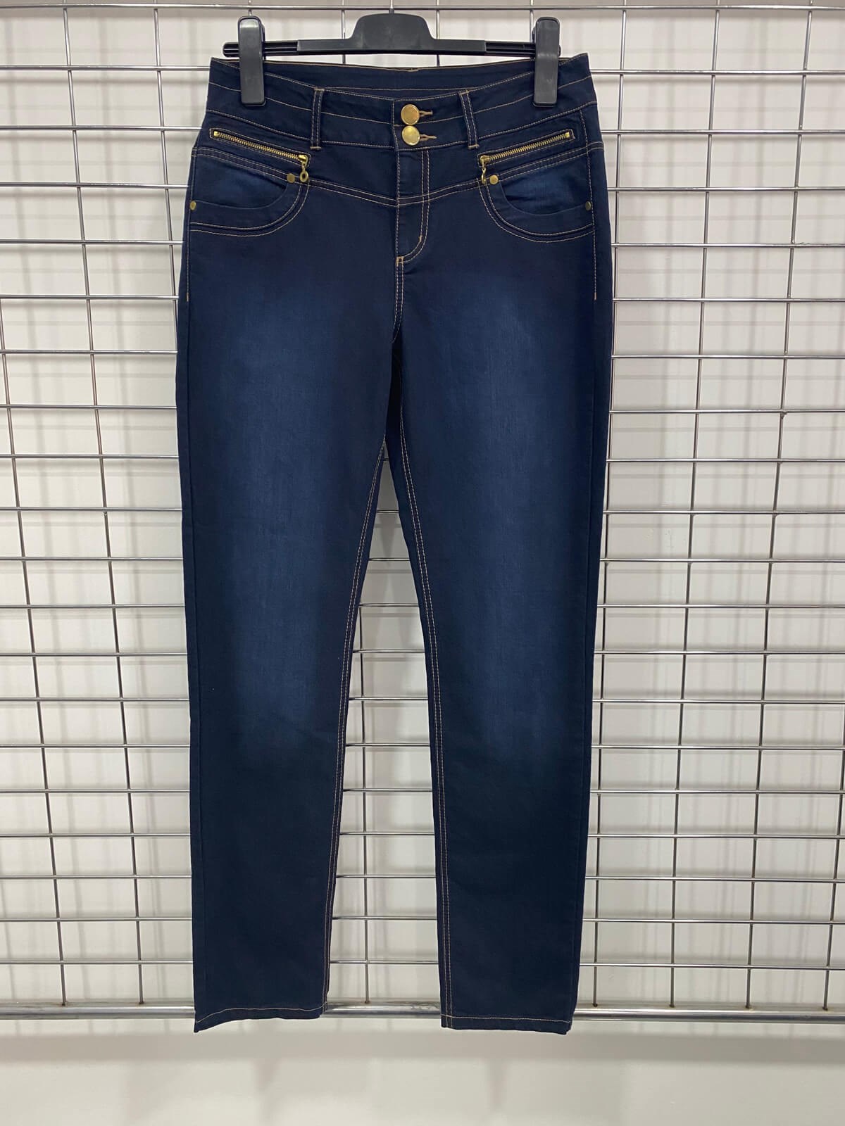 Myline-Fermuar Detaylı Denim Pantolon-Büyük Beden Outlet-66517