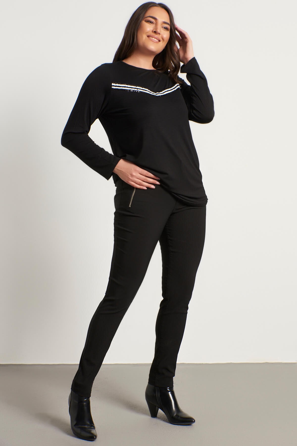 Myline-Fermuar Detaylı Pantolon-Büyük Beden Pantolon-56021