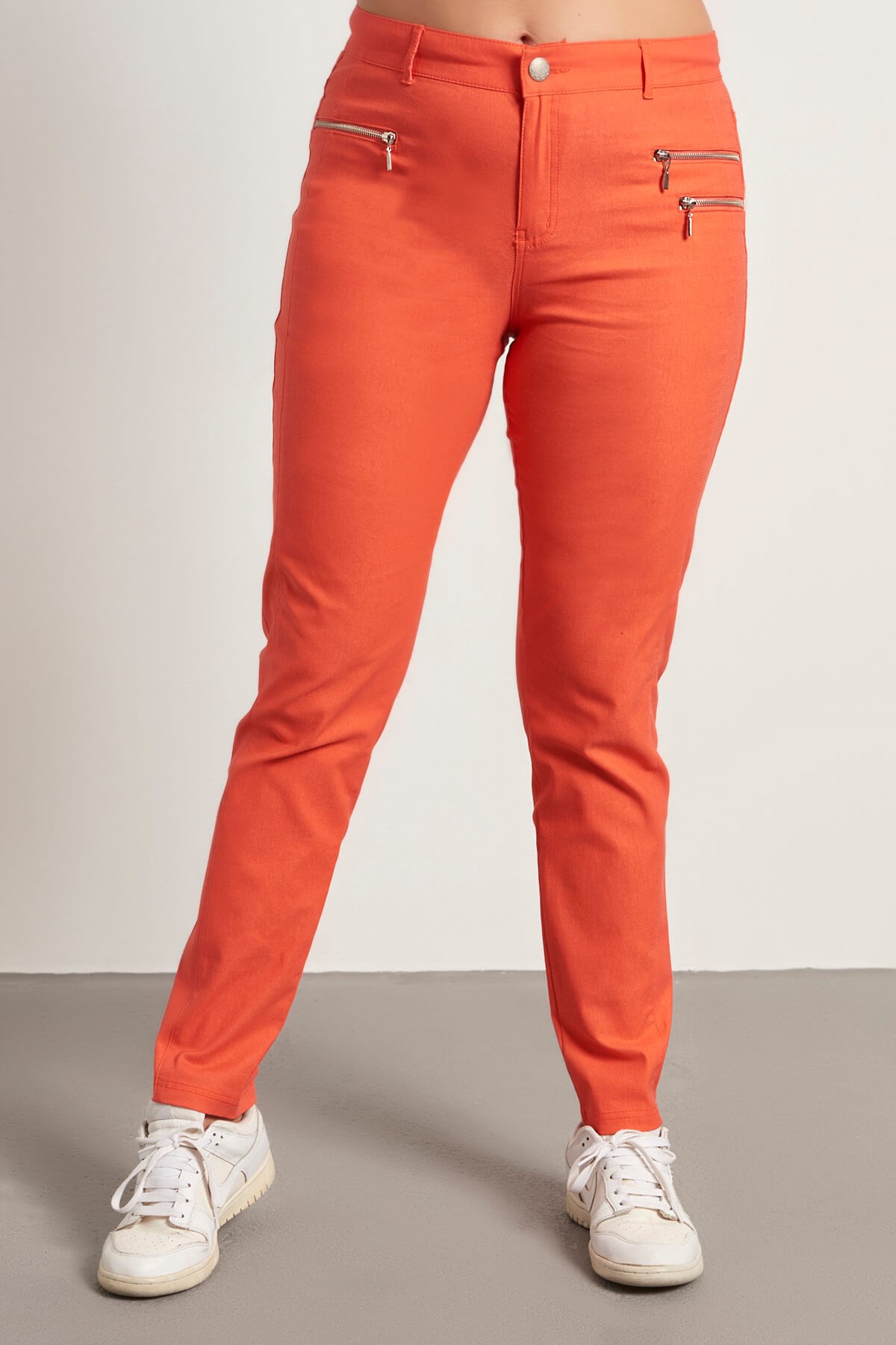 Myline-Fermuar Detaylı Strech Pantolon-Büyük Beden Pantolon-12453-m