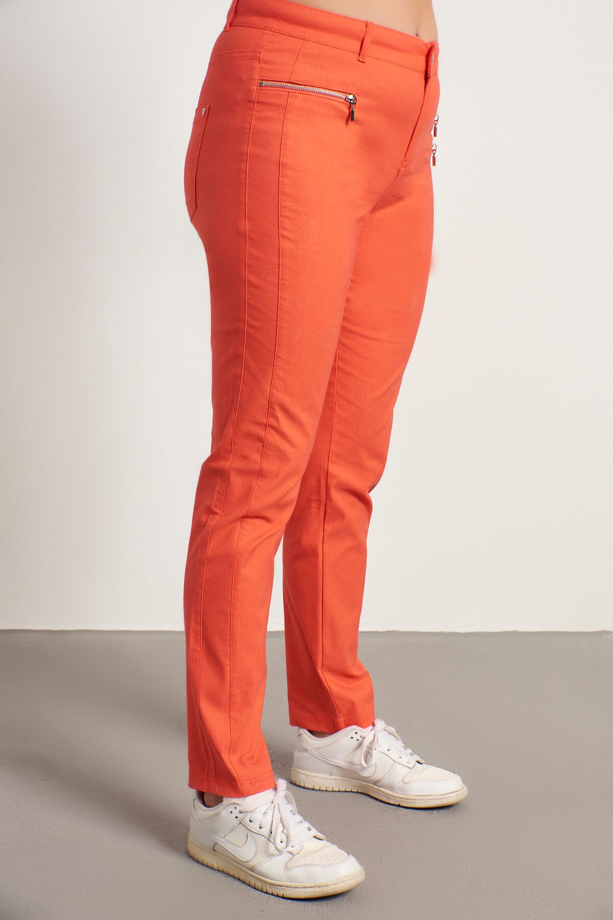 Myline-Fermuar Detaylı Strech Pantolon-Büyük Beden Pantolon-12453-m