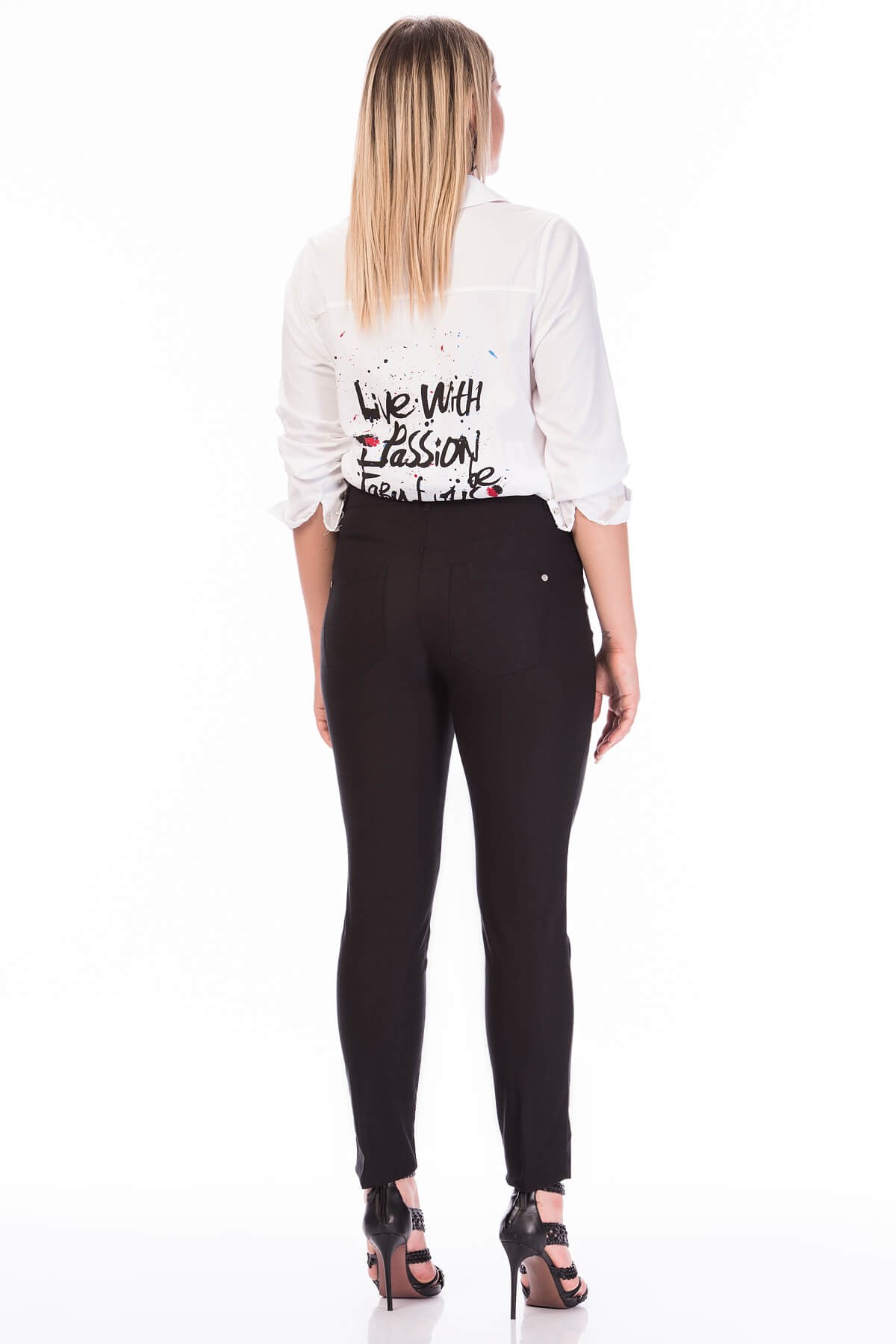 Myline-Fermuar Detaylı Strech Pantolon-Büyük Beden Pantolon-12367-m