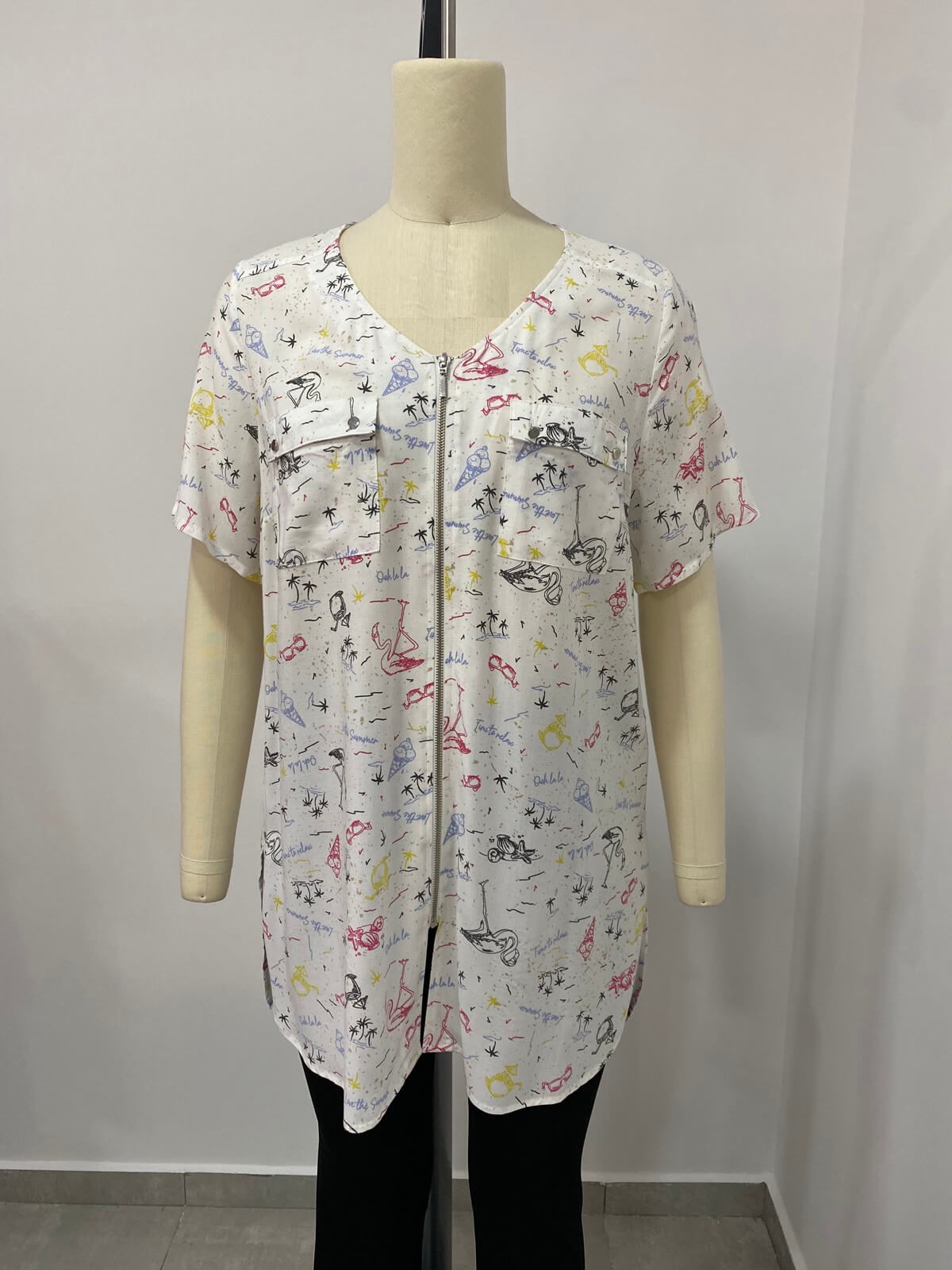 Myline-Fermuar Detaylı Tunik-Büyük Beden Outlet-66541