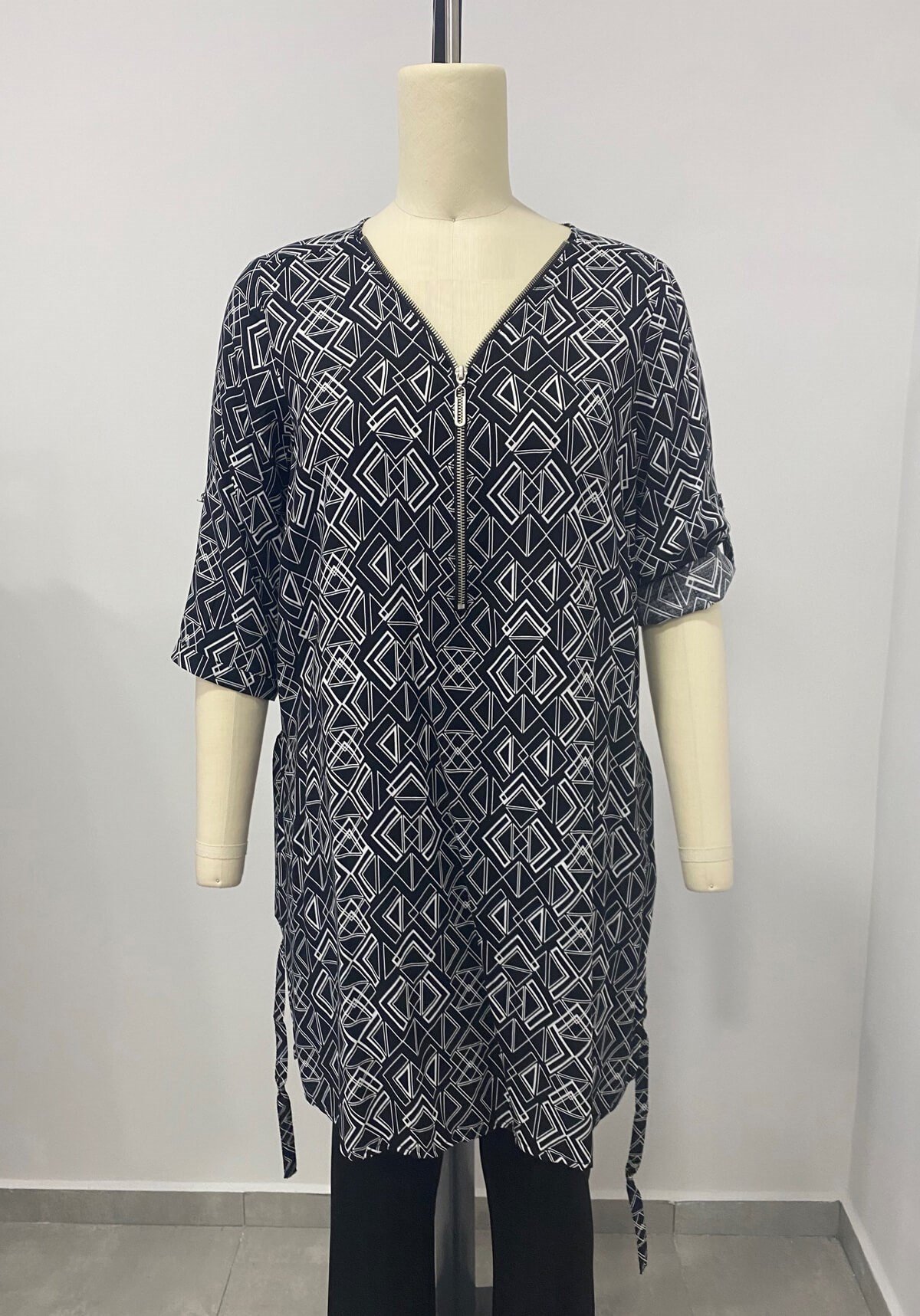 Myline-Fermuar Detaylı Tunik-Büyük Beden Outlet-66565