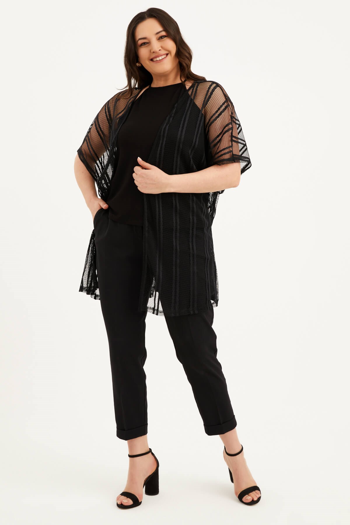 File Detaylı Kuşaklı Kimono