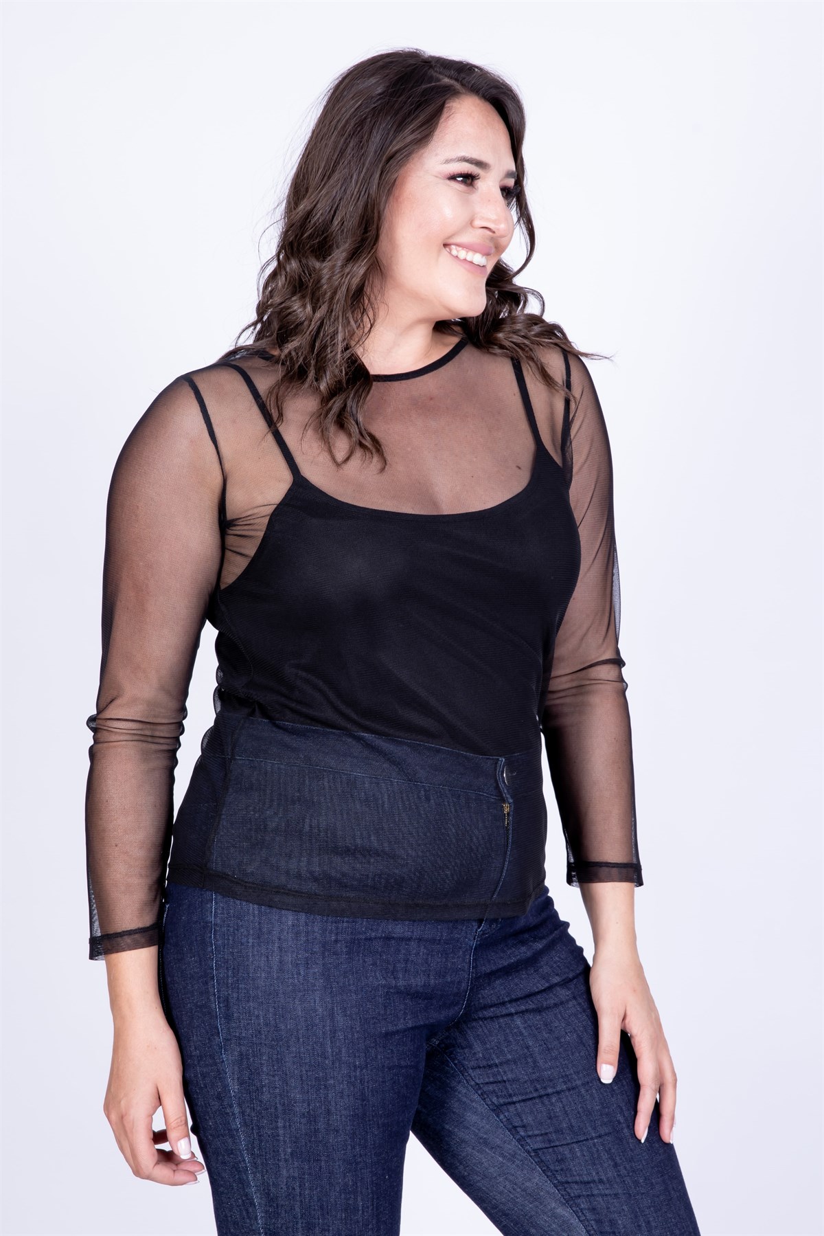 Myline-File Uzun Kol Bluz-Büyük Beden Bluz-35075