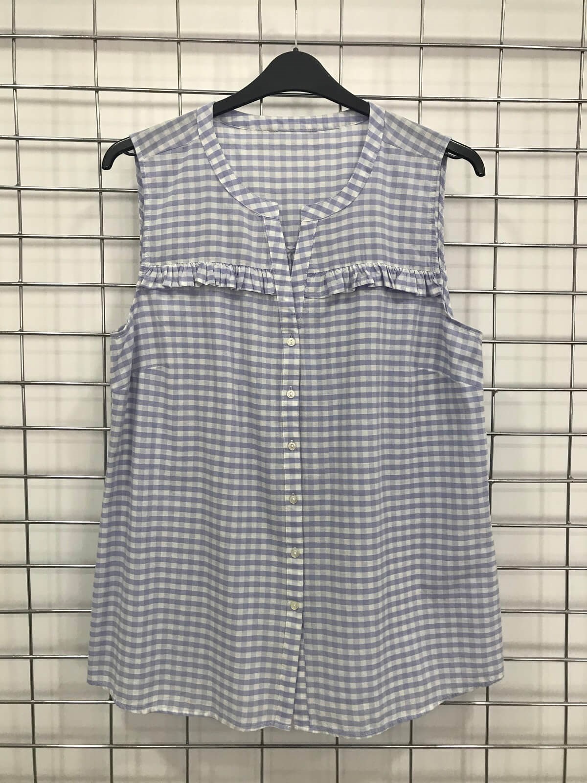 Myline-Fırfır Detaylı Kolsuz Gömlek-Büyük Beden Outlet-45675