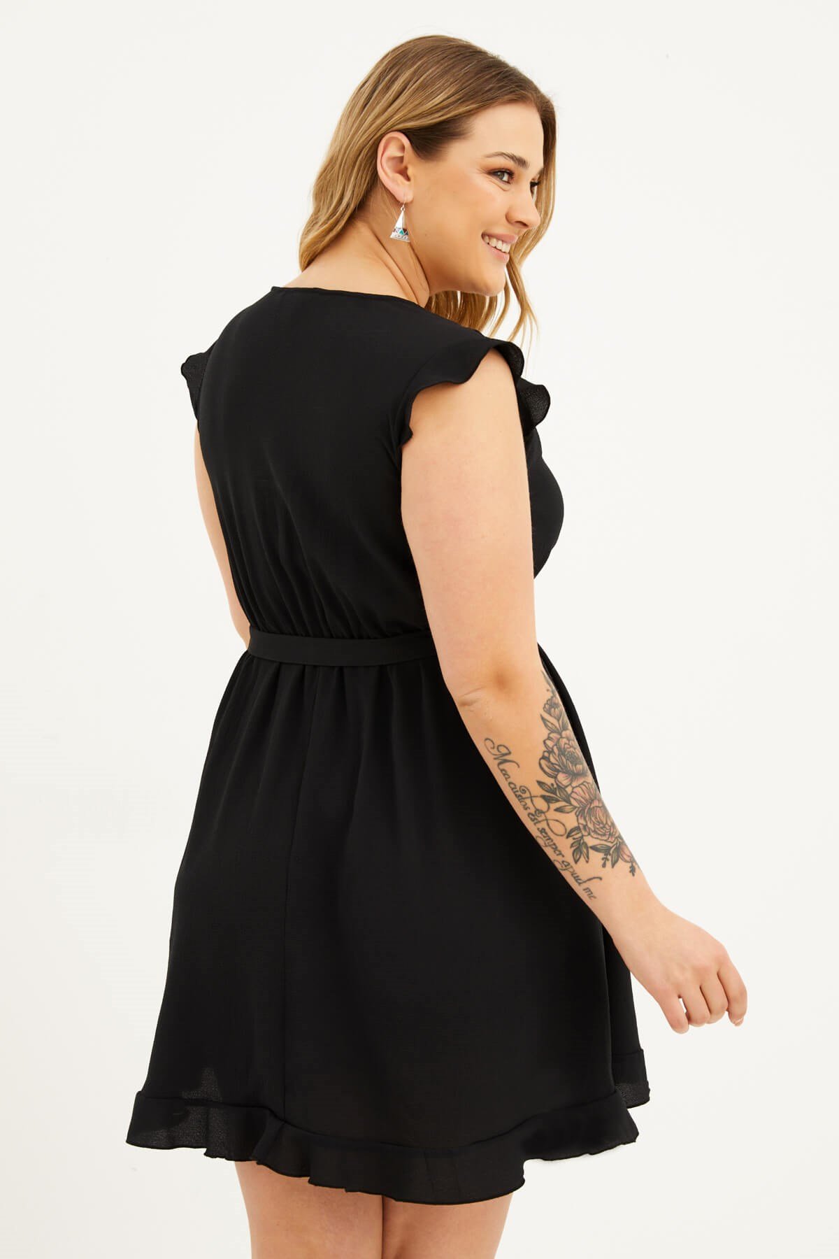 Myline-Fırfırlı Anvelop Elbise-Büyük Beden Günlük Elbiseler-77520