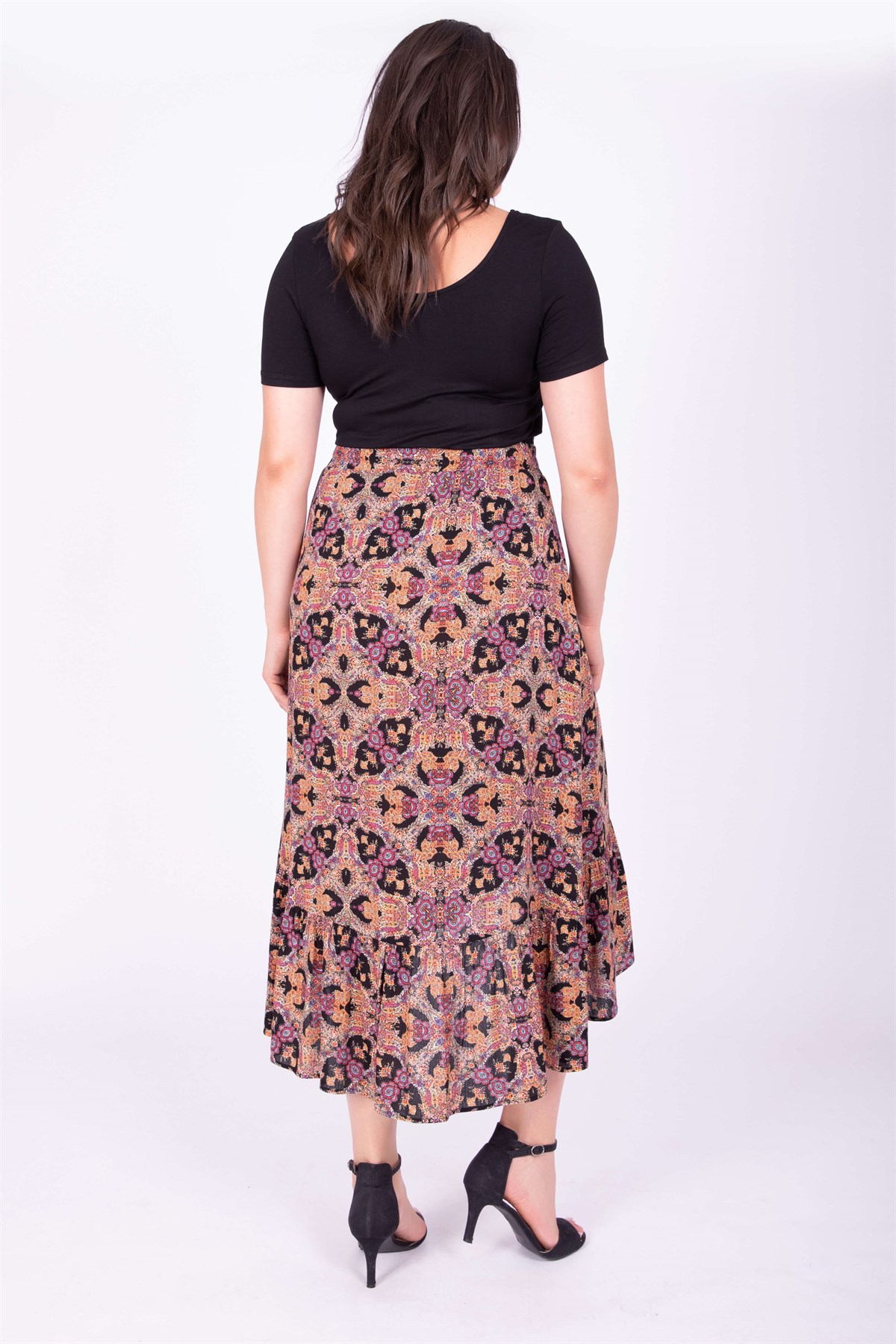 Myline-Fırfırlı Uzun Etek-Büyük Beden Etek-34834