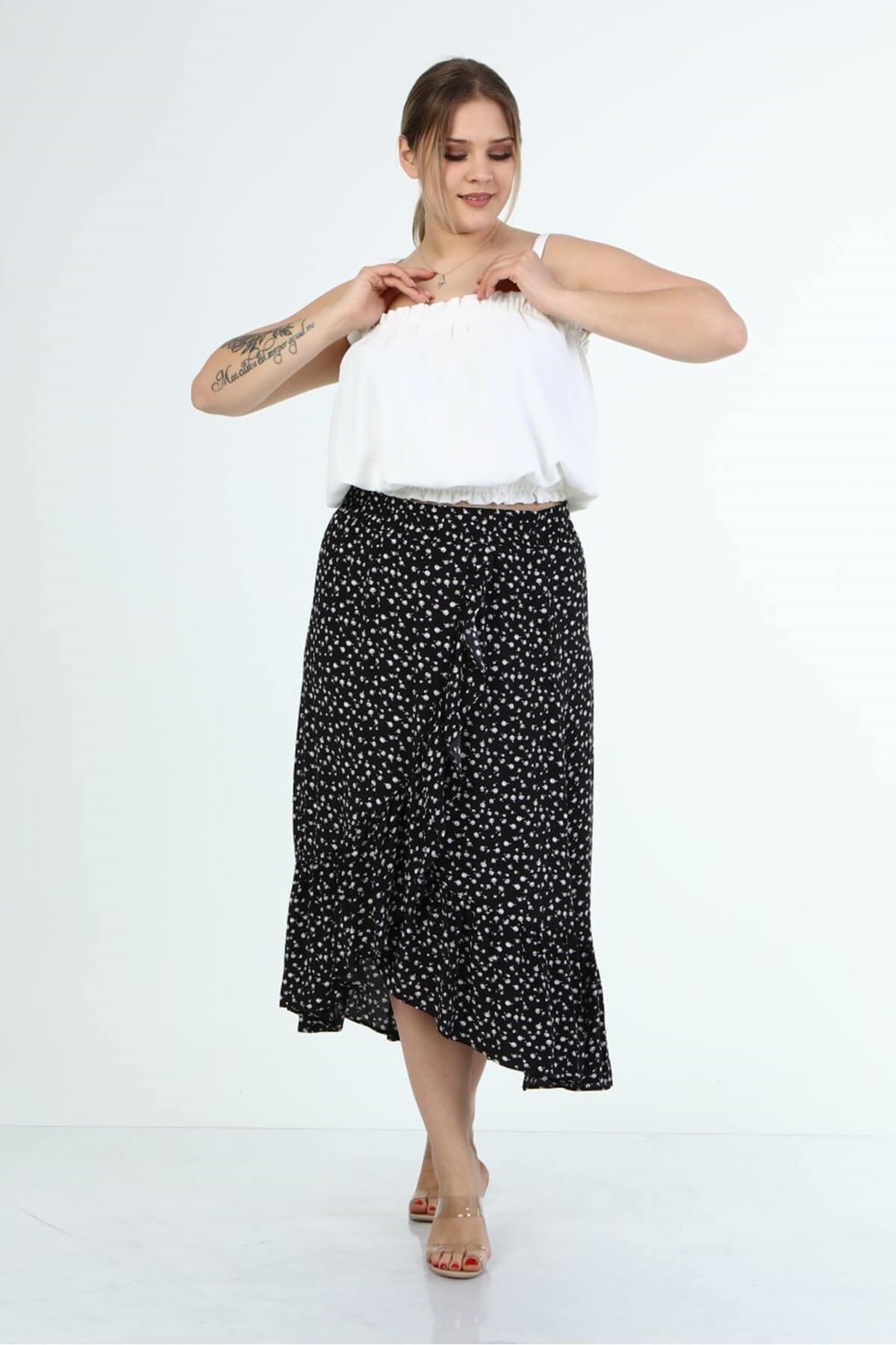 Myline-Fırfırlı Uzun Etek-Büyük Beden Etek-45995