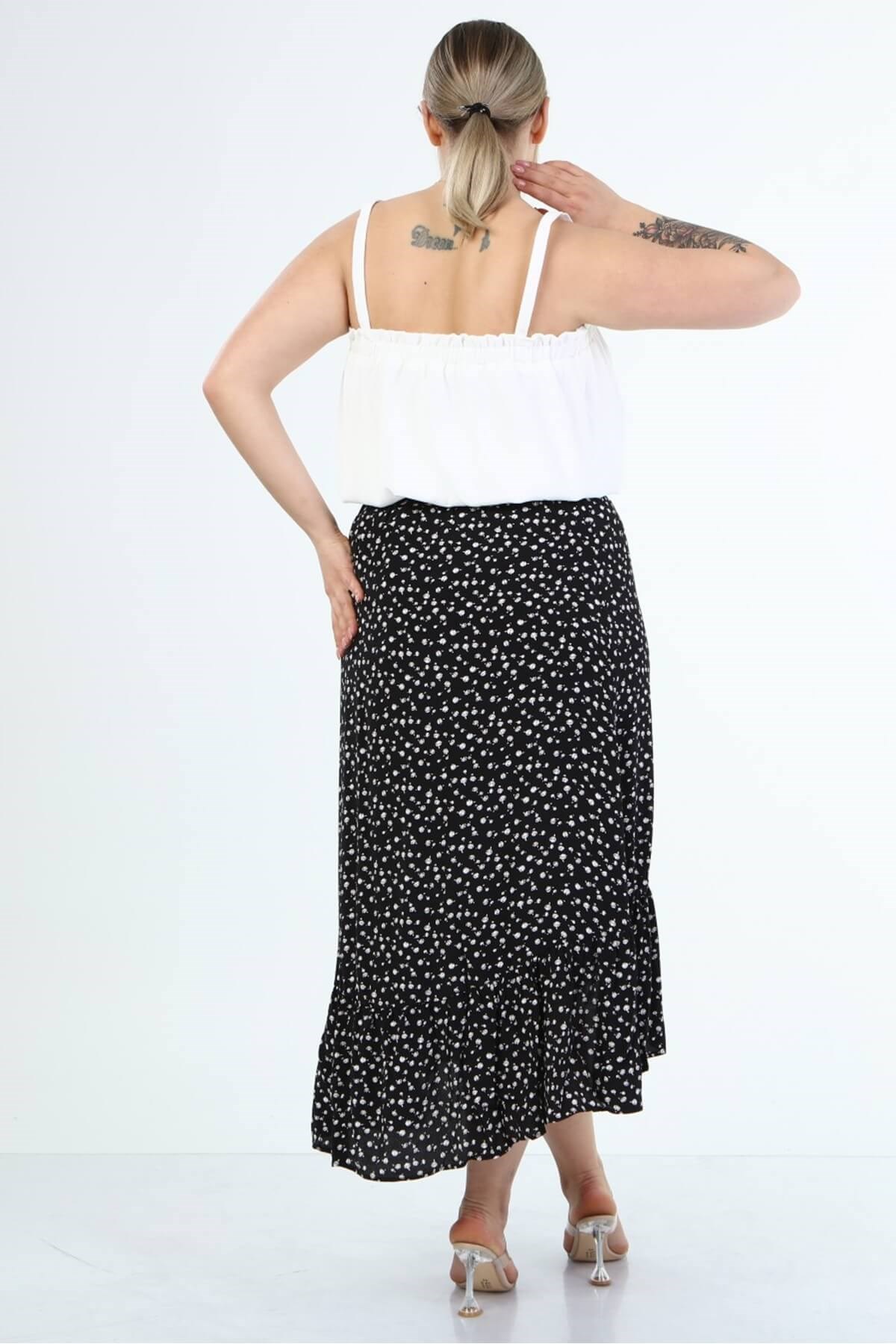 Myline-Fırfırlı Uzun Etek-Büyük Beden Etek-45995