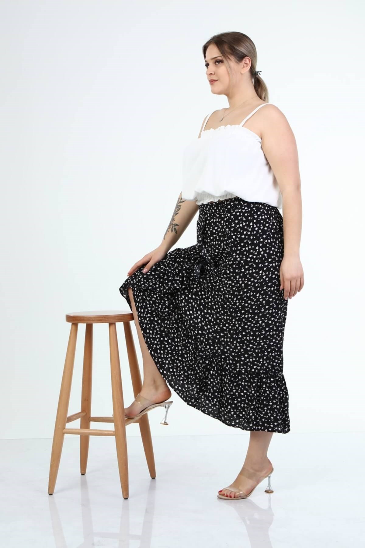 Myline-Fırfırlı Uzun Etek-Büyük Beden Etek-45995