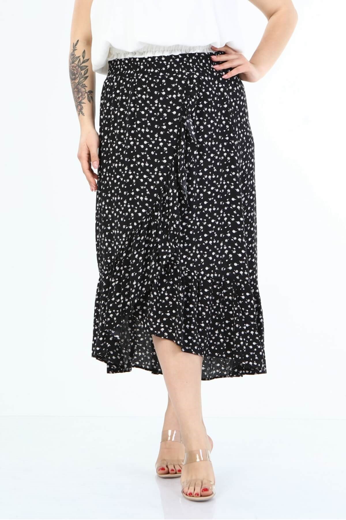 Myline-Fırfırlı Uzun Etek-Büyük Beden Etek-45995